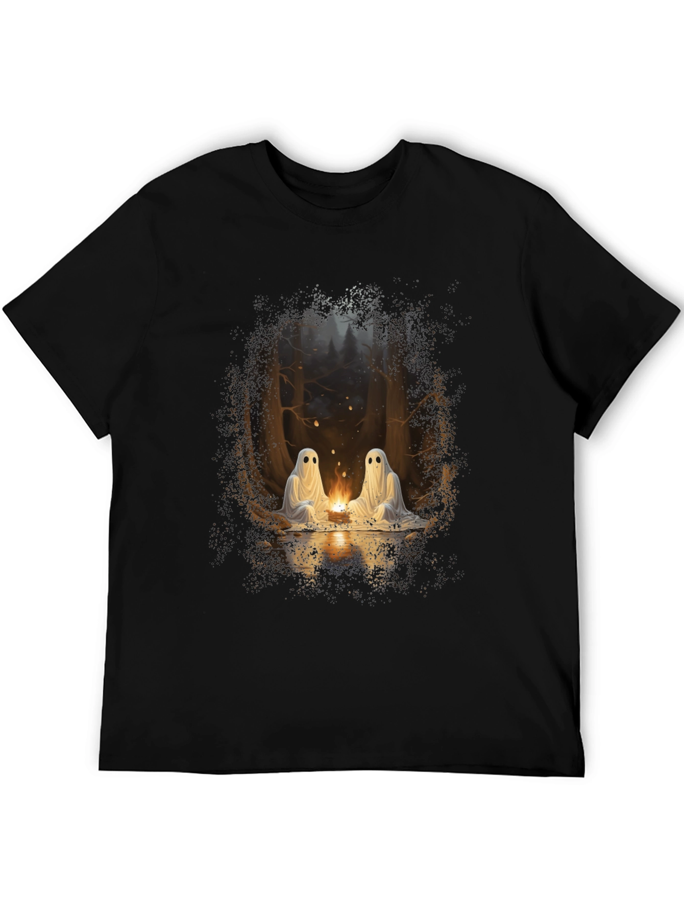 Ghostly Campfire Graphic Tee - Black
