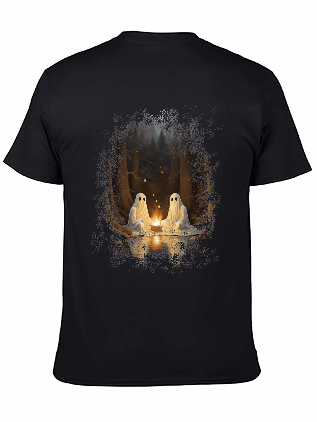 Ghostly Campfire Graphic Tee - Black