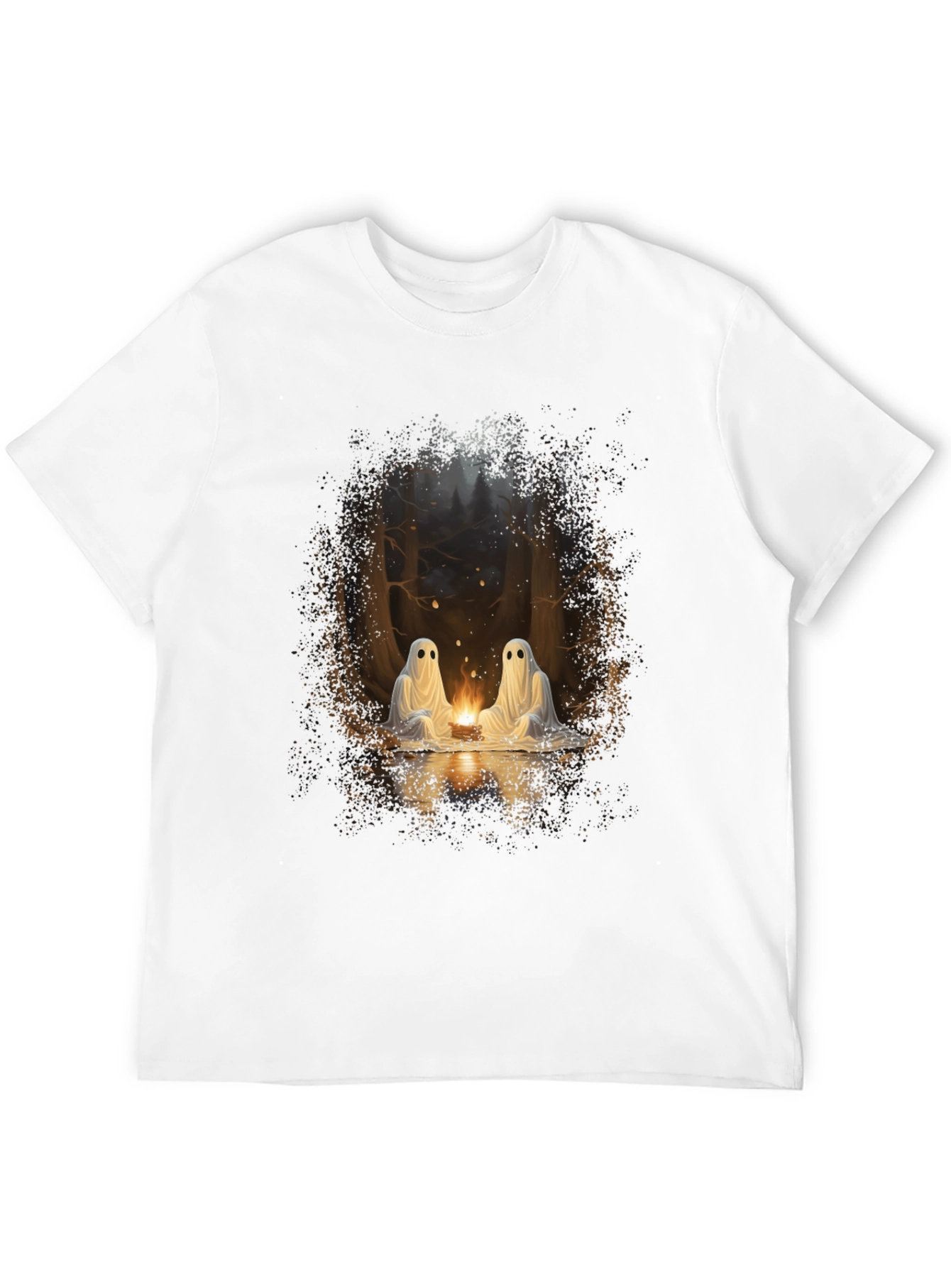 Ghostly Campfire Graphic Tee - Black