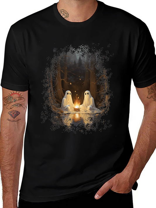 Ghostly Campfire Graphic Tee - Black