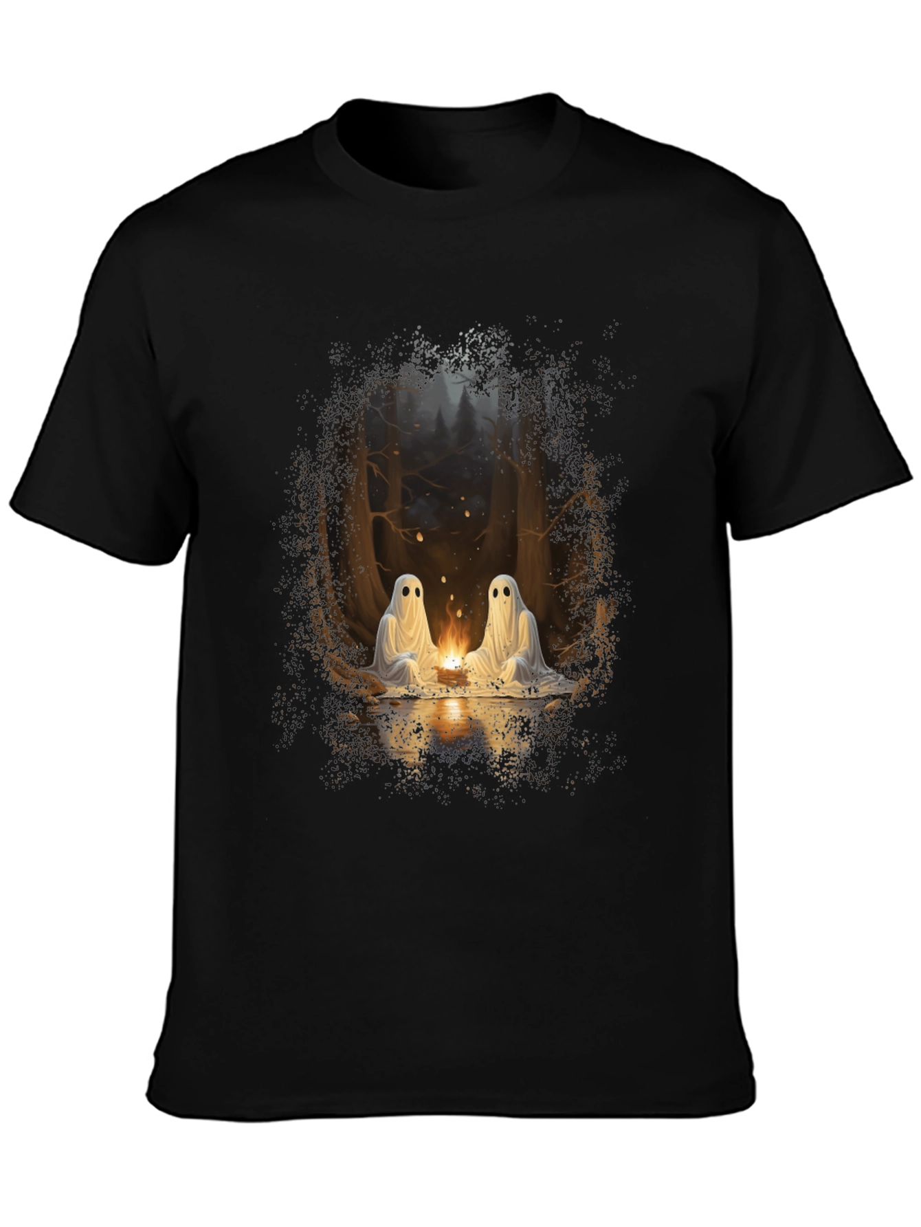 Ghostly Campfire Graphic Tee - Black