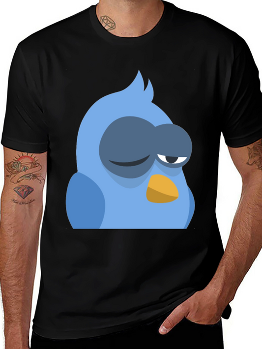 Funny Sleepy Blue Bird Graphic Tee - Unisex Black T-Shirt