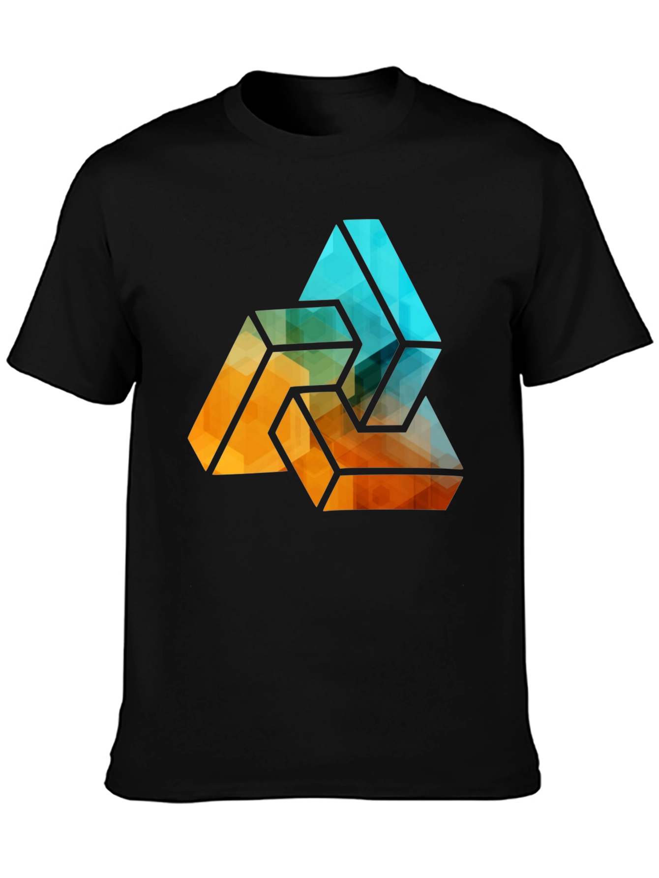 Geometric Triangle Graphic Tee - Stylish Mens Black T-Shirt