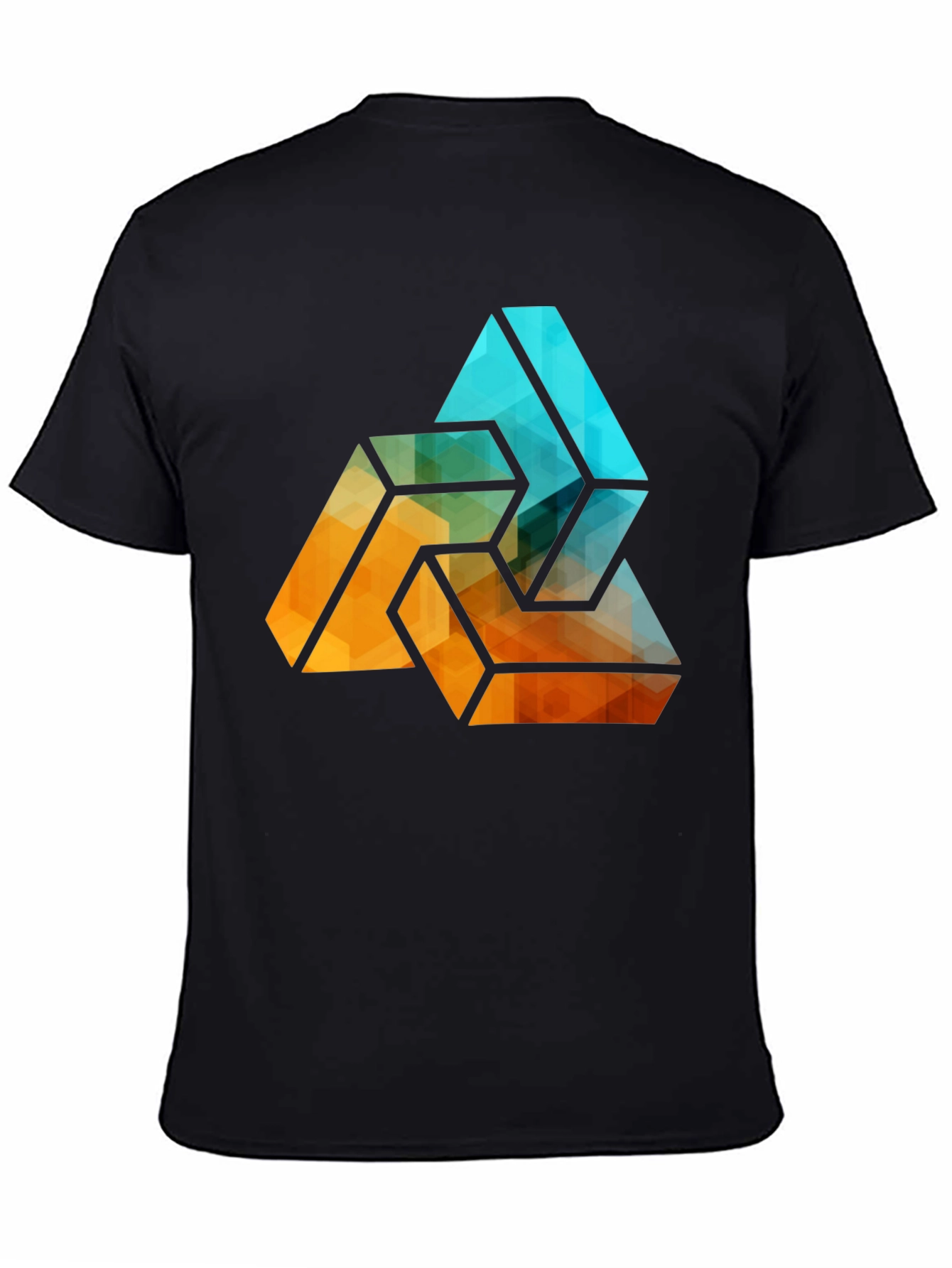 Geometric Triangle Graphic Tee - Stylish Mens Black T-Shirt