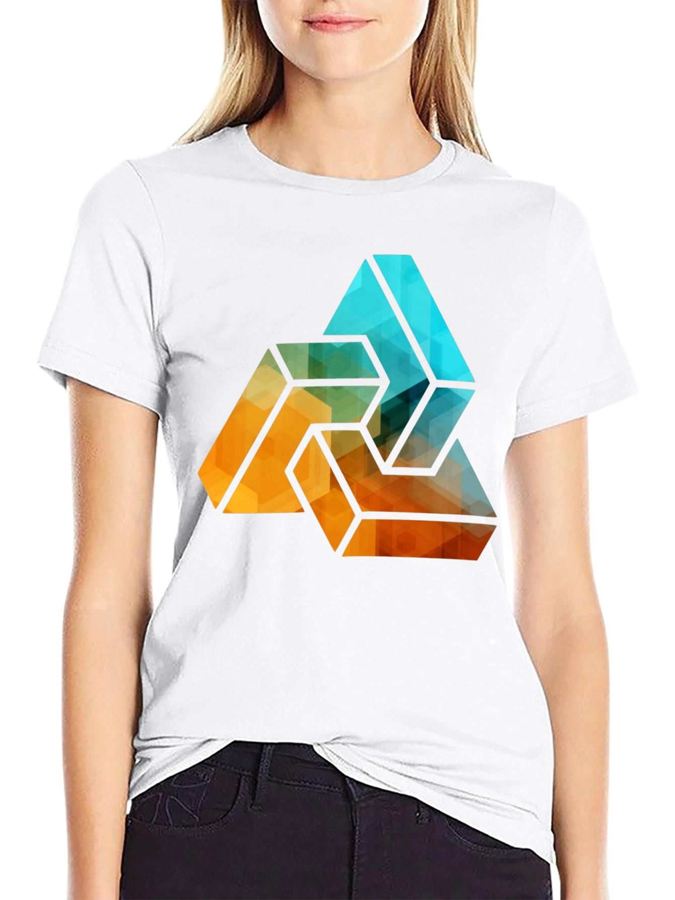 Geometric Triangle Graphic Tee - Stylish Mens Black T-Shirt