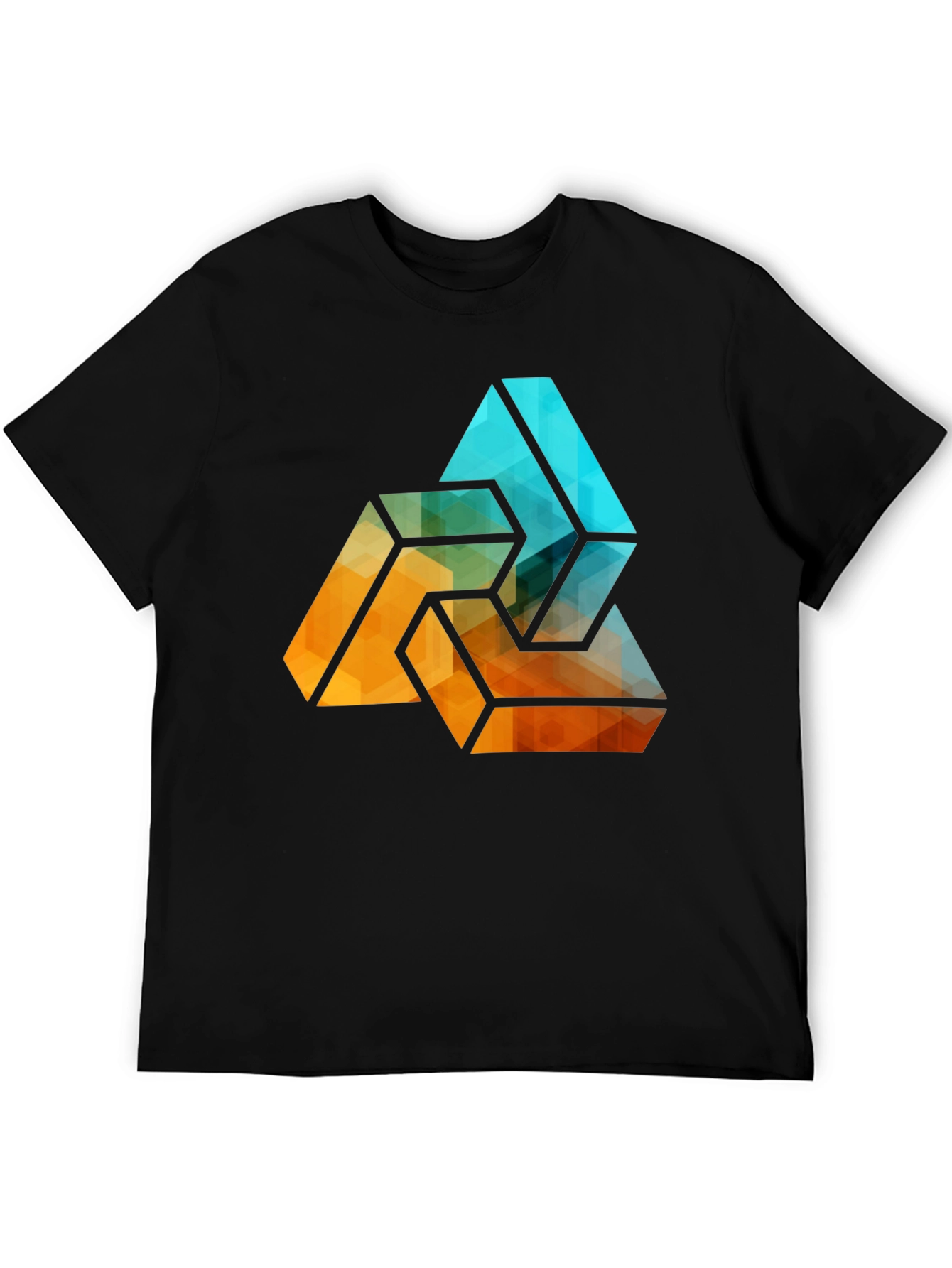 Geometric Triangle Graphic Tee - Stylish Mens Black T-Shirt
