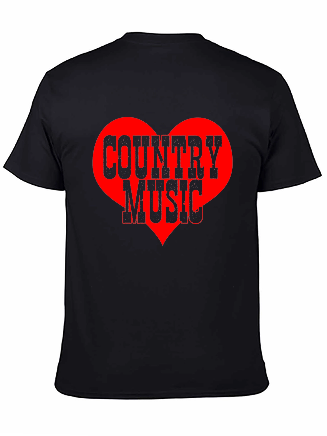 Country Music Heart Graphic Tee - Black