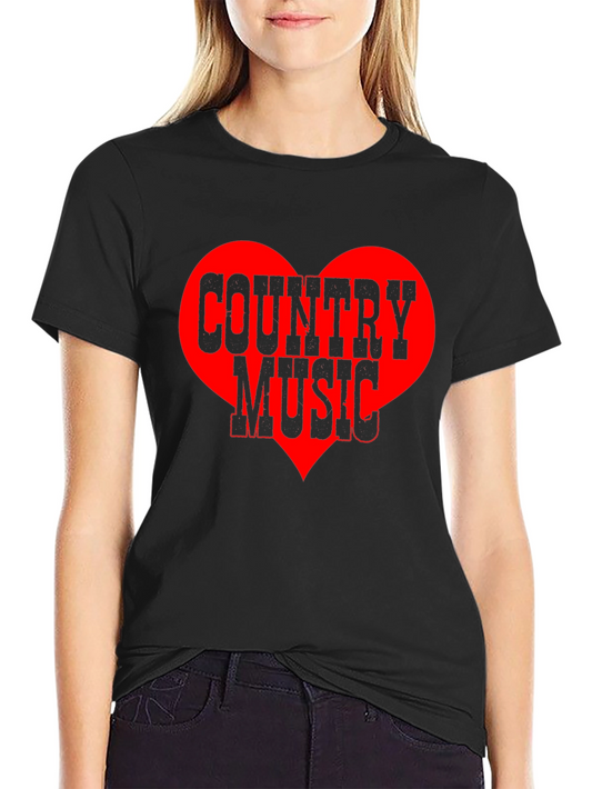 Country Music Heart Graphic Tee - Black