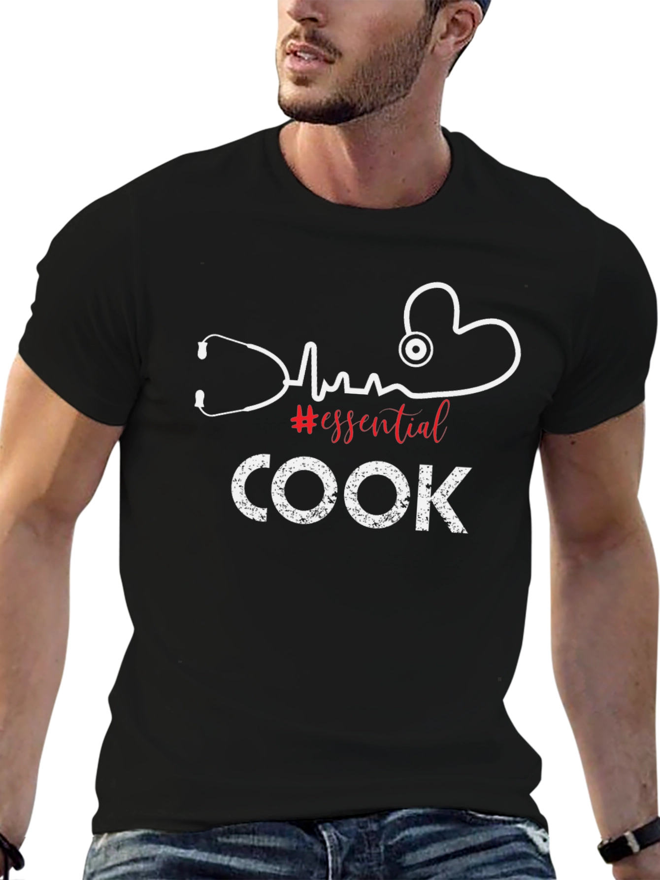 Essential Cook T-Shirt - Chef Stethoscope Design