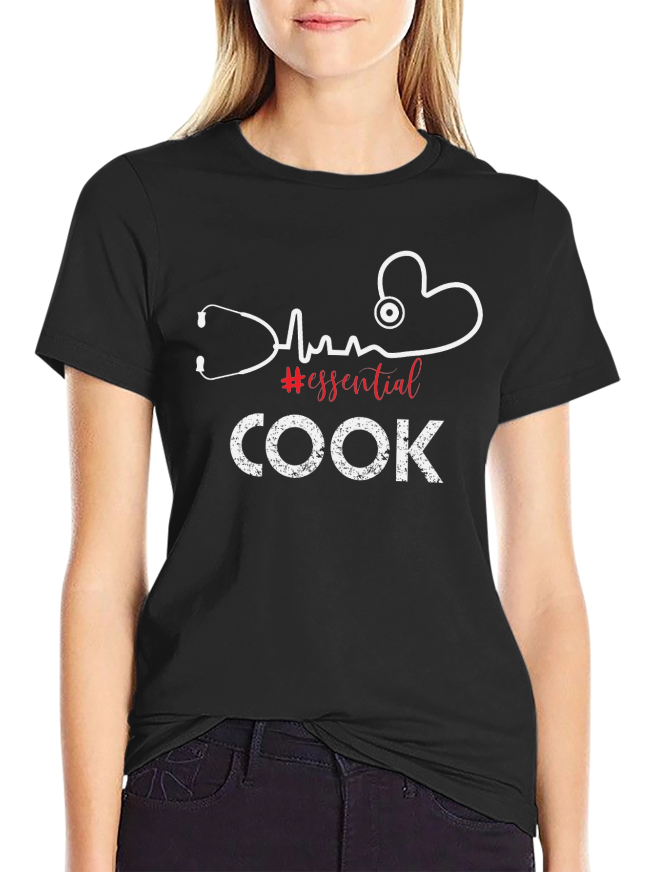 Essential Cook T-Shirt - Chef Stethoscope Design
