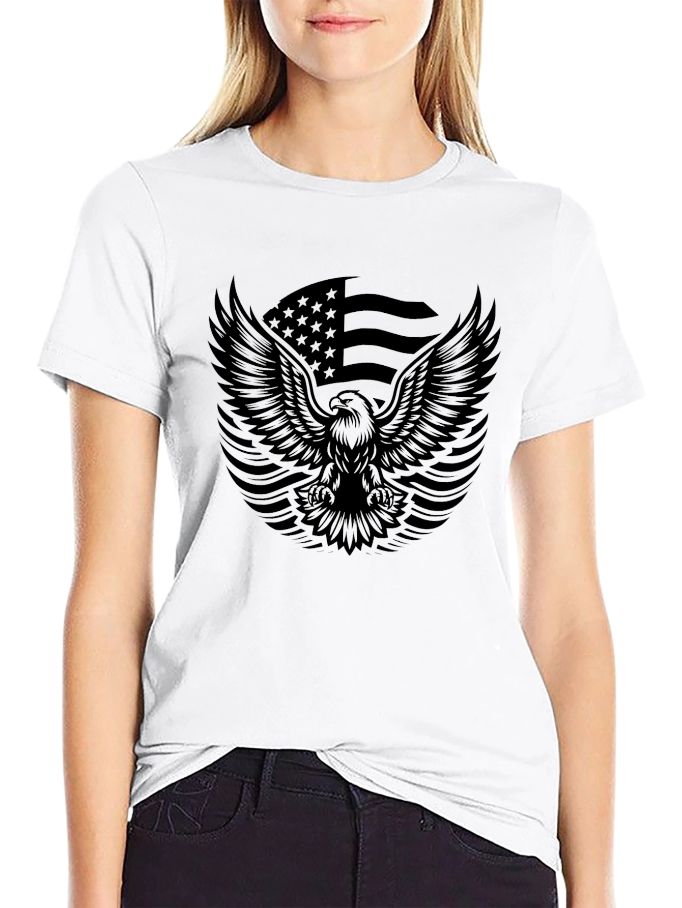 American Pride Eagle Graphic Tee - Mens Black T-Shirt