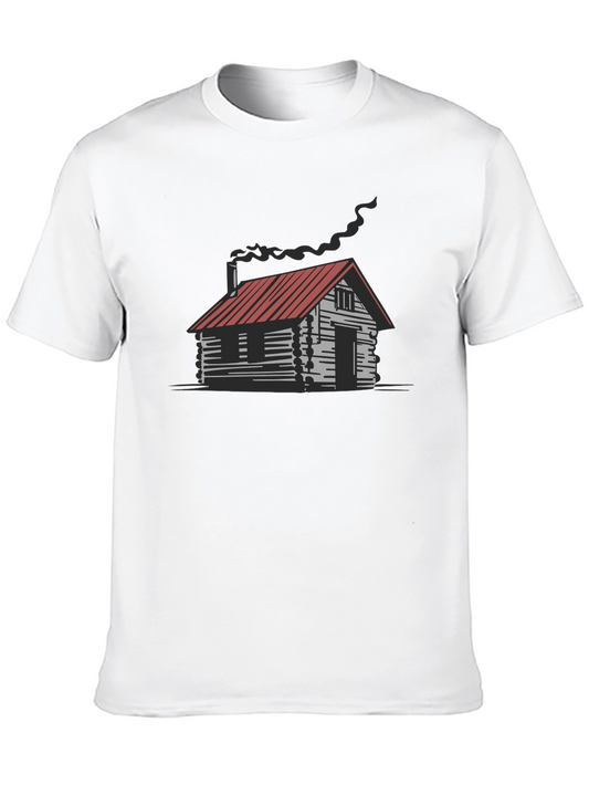 Cozy Cabin Graphic Tee - Black Cotton T-Shirt