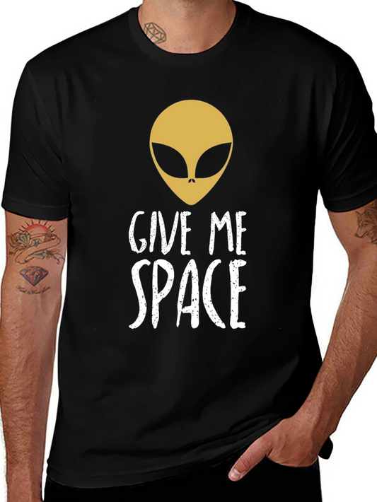 Give Me Space Alien Graphic Tee - Black Cotton T-Shirt