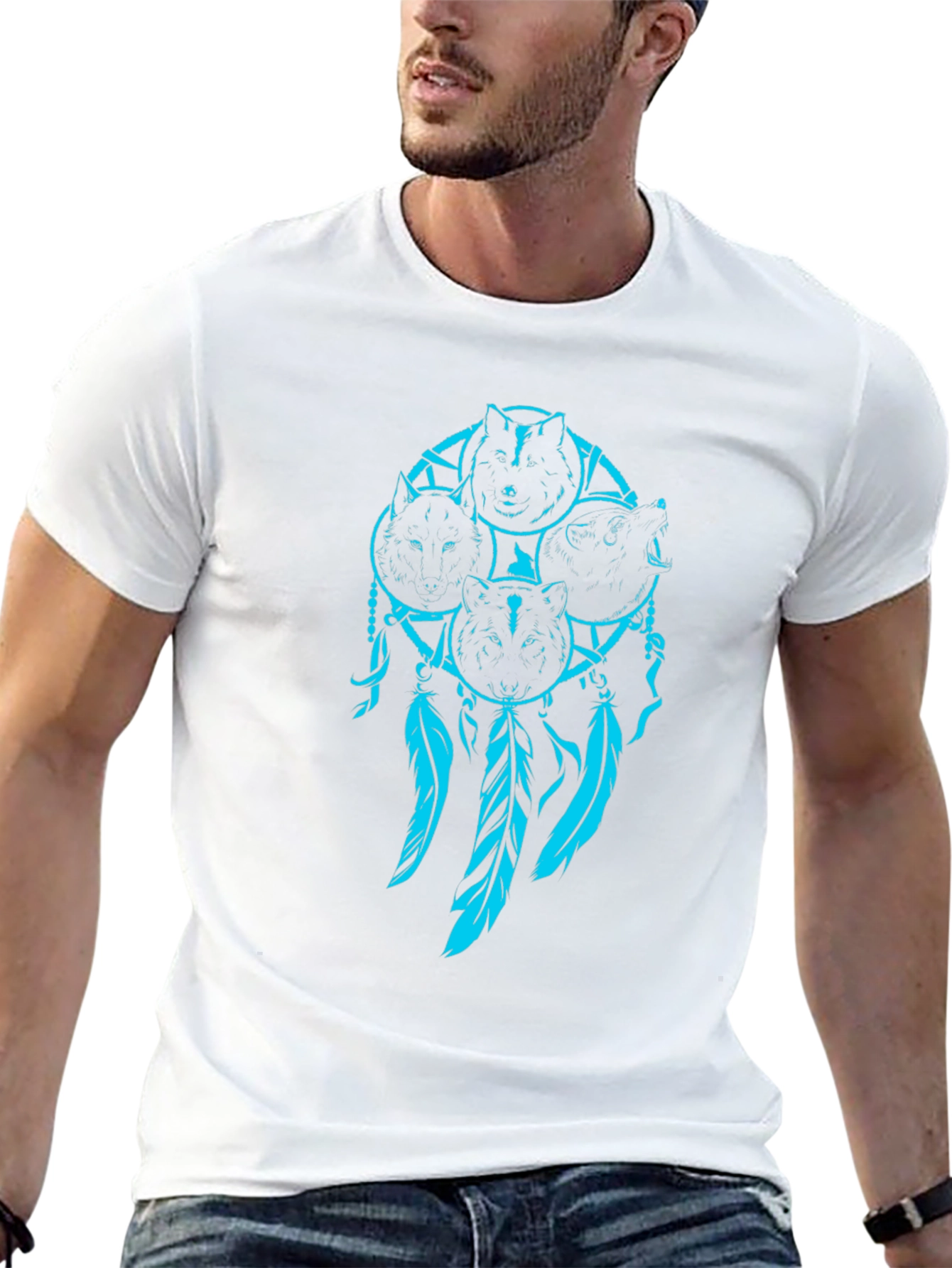 Wolf Dreamcatcher Graphic Black T-Shirt