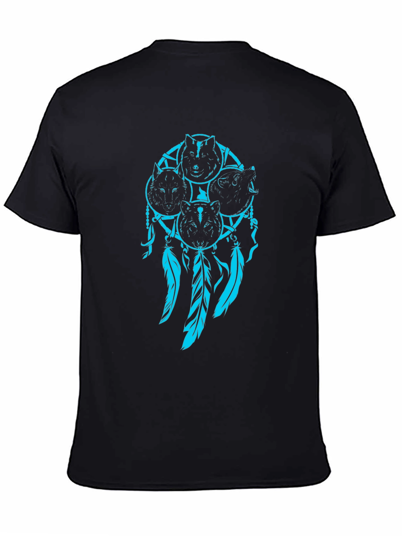 Wolf Dreamcatcher Graphic Black T-Shirt