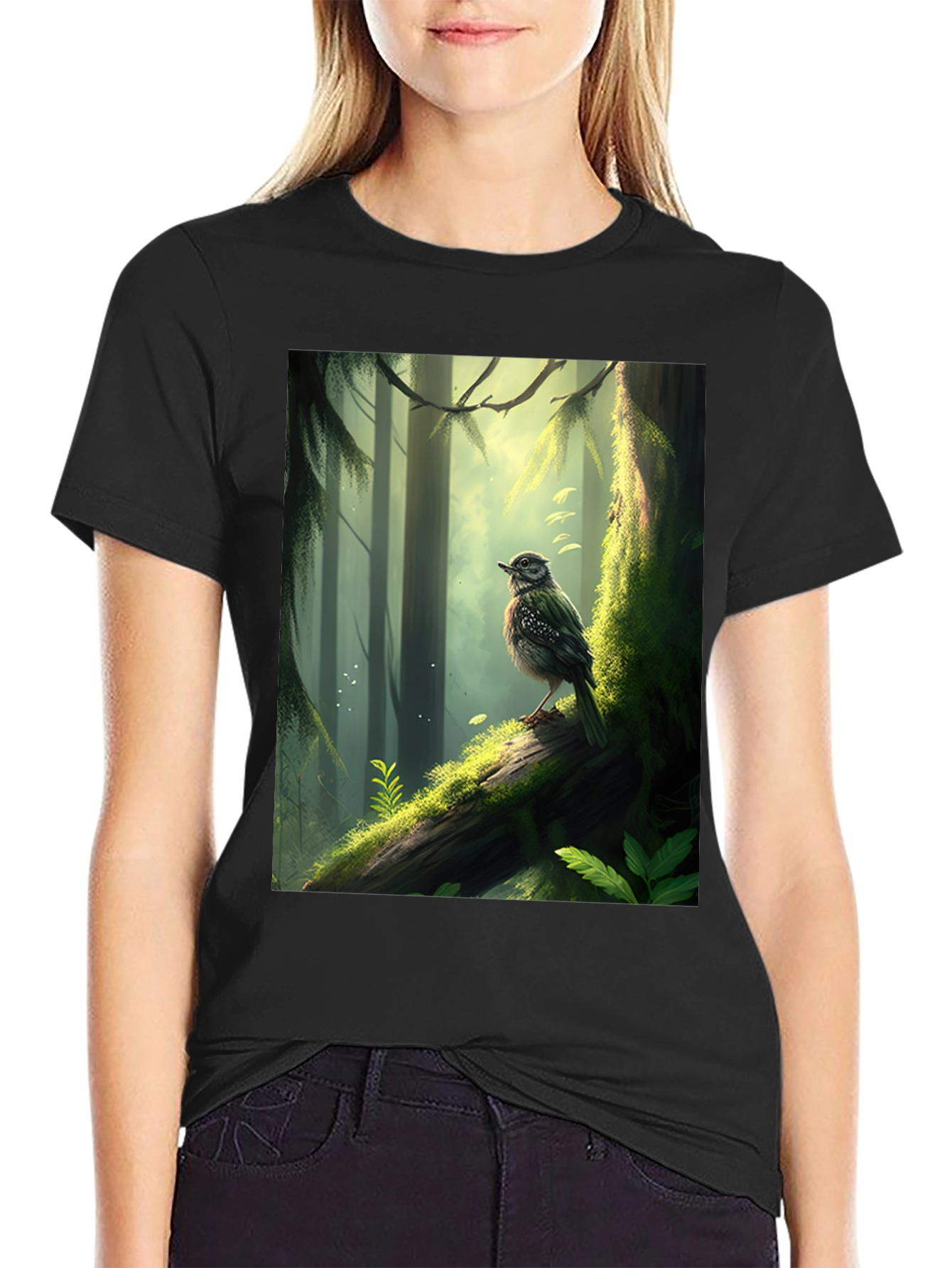 Forest Bird Graphic Tee - Nature Inspired T-Shirt