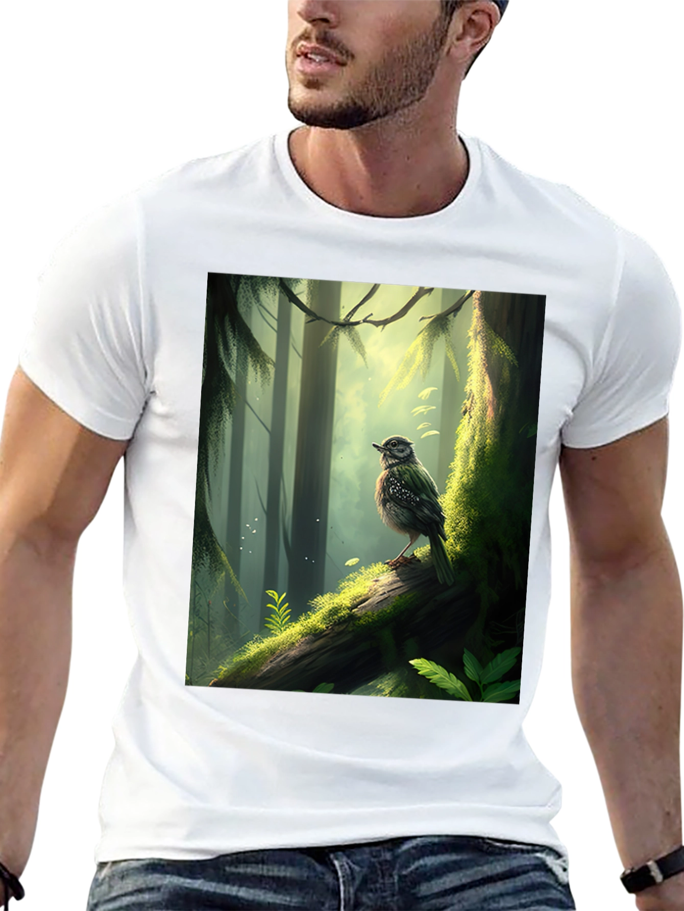 Forest Bird Graphic Tee - Nature Inspired T-Shirt