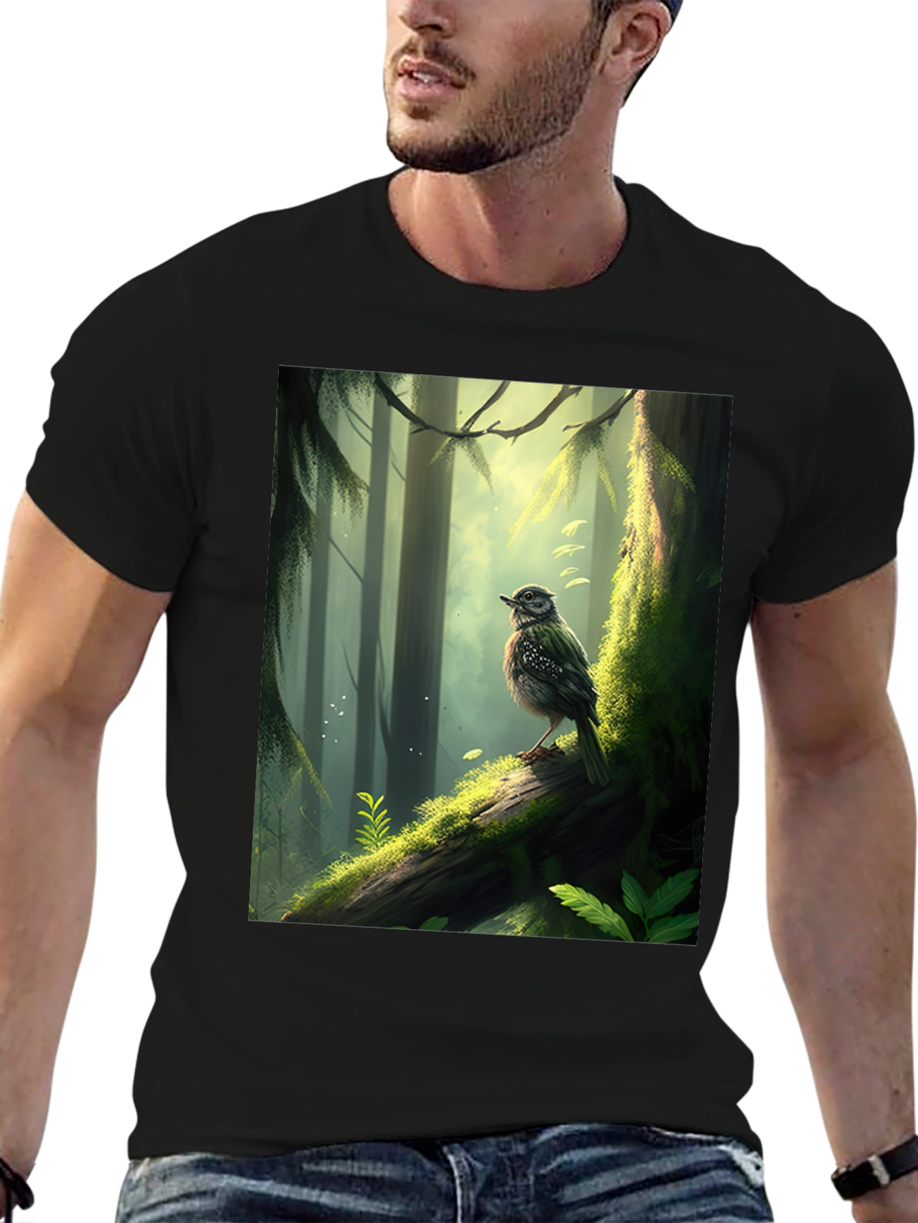 Forest Bird Graphic Tee - Nature Inspired T-Shirt