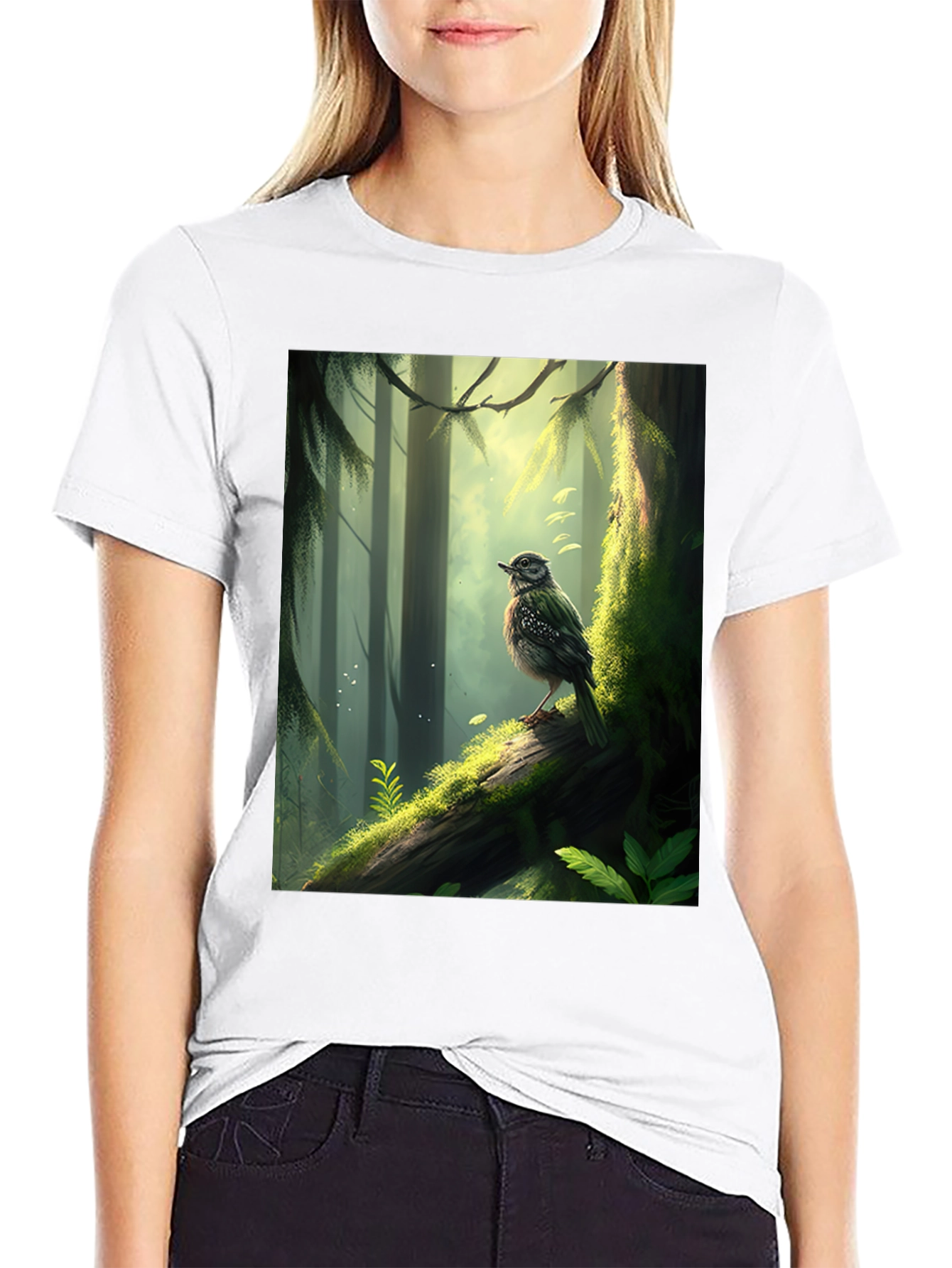 Forest Bird Graphic Tee - Nature Inspired T-Shirt