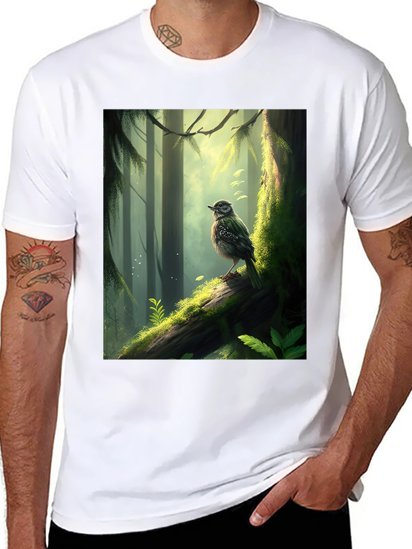 Forest Bird Graphic Tee - Nature Inspired T-Shirt