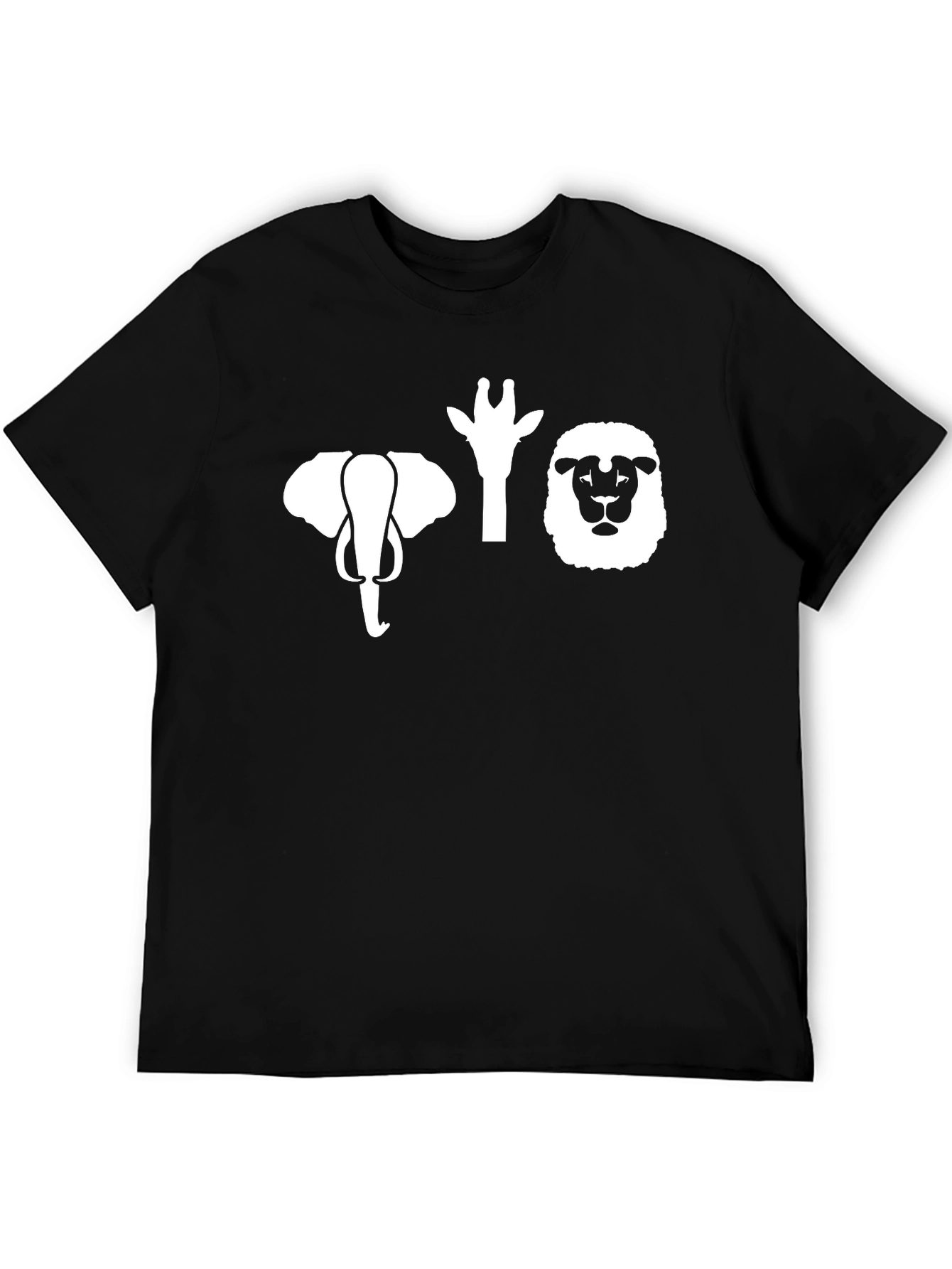 Safari Animal Heads Graphic Tee - Black