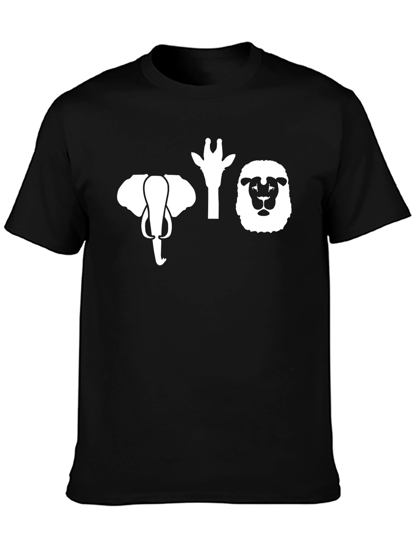 Safari Animal Heads Graphic Tee - Black