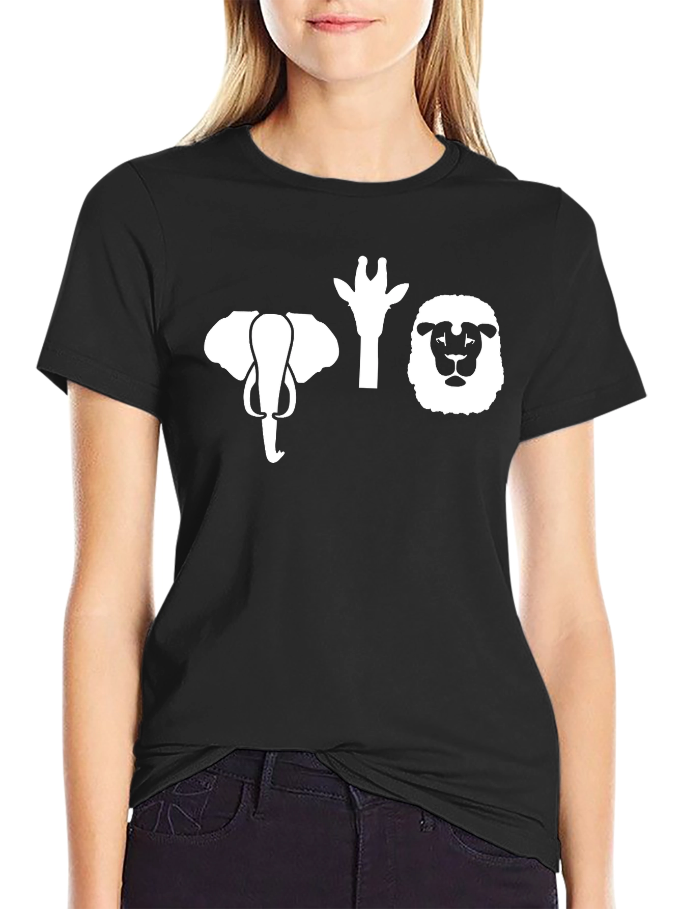 Safari Animal Heads Graphic Tee - Black