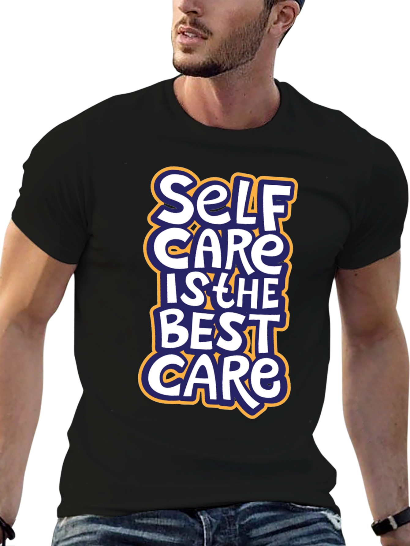 Self Care Graphic Tee - Black Cotton T-Shirt