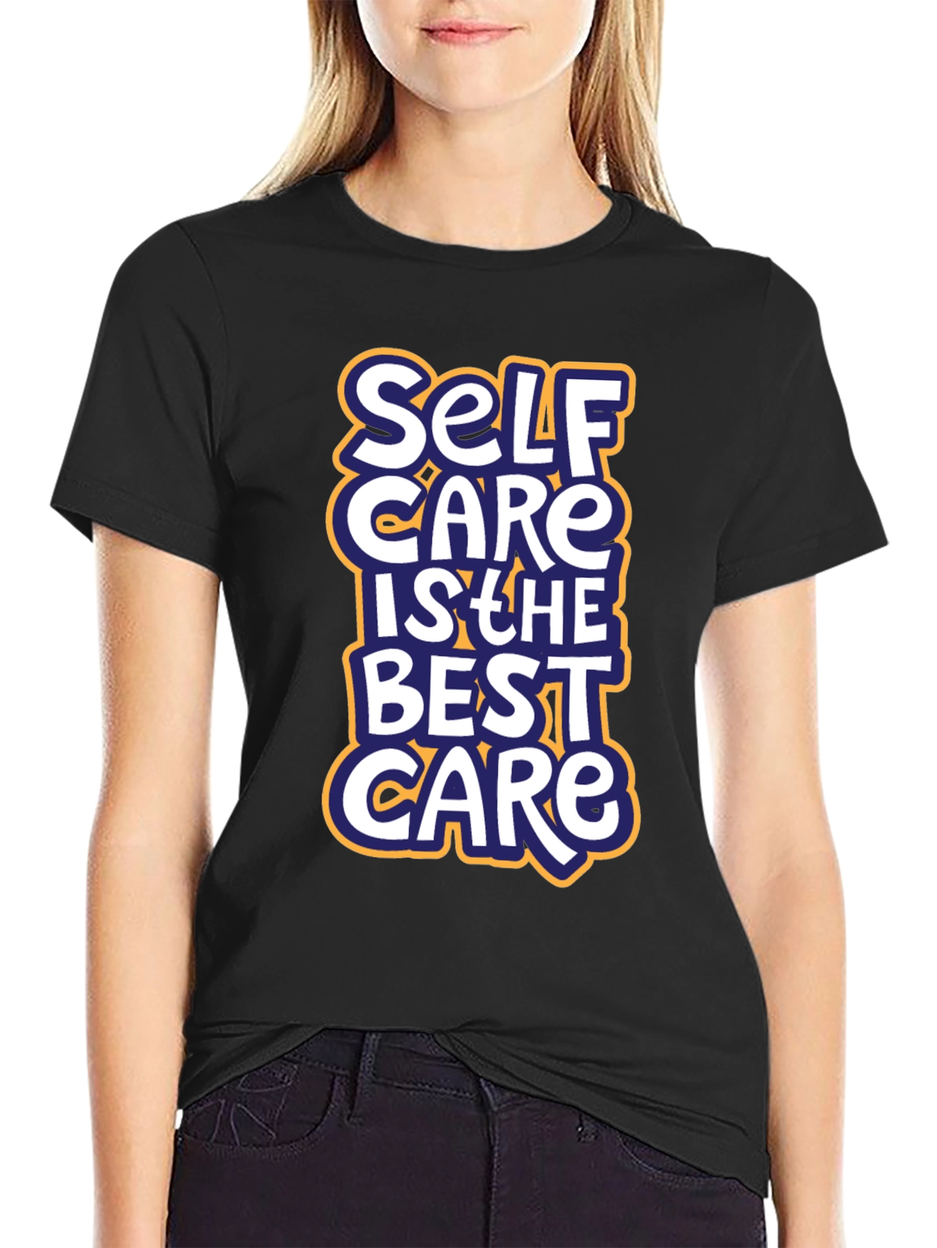 Self Care Graphic Tee - Black Cotton T-Shirt