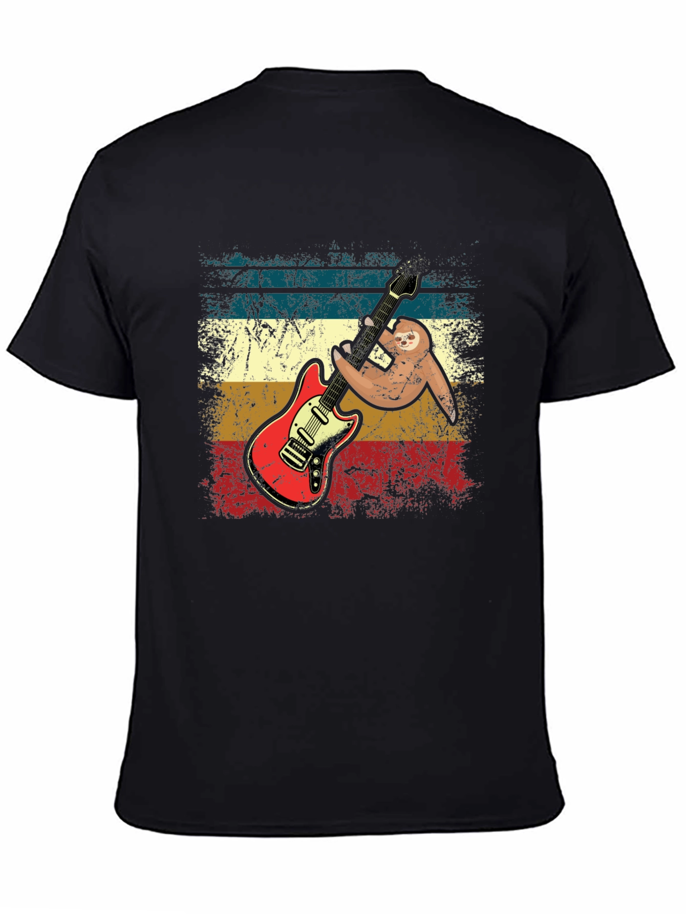 Sloth Guitar Player T-Shirt - Retro Style
