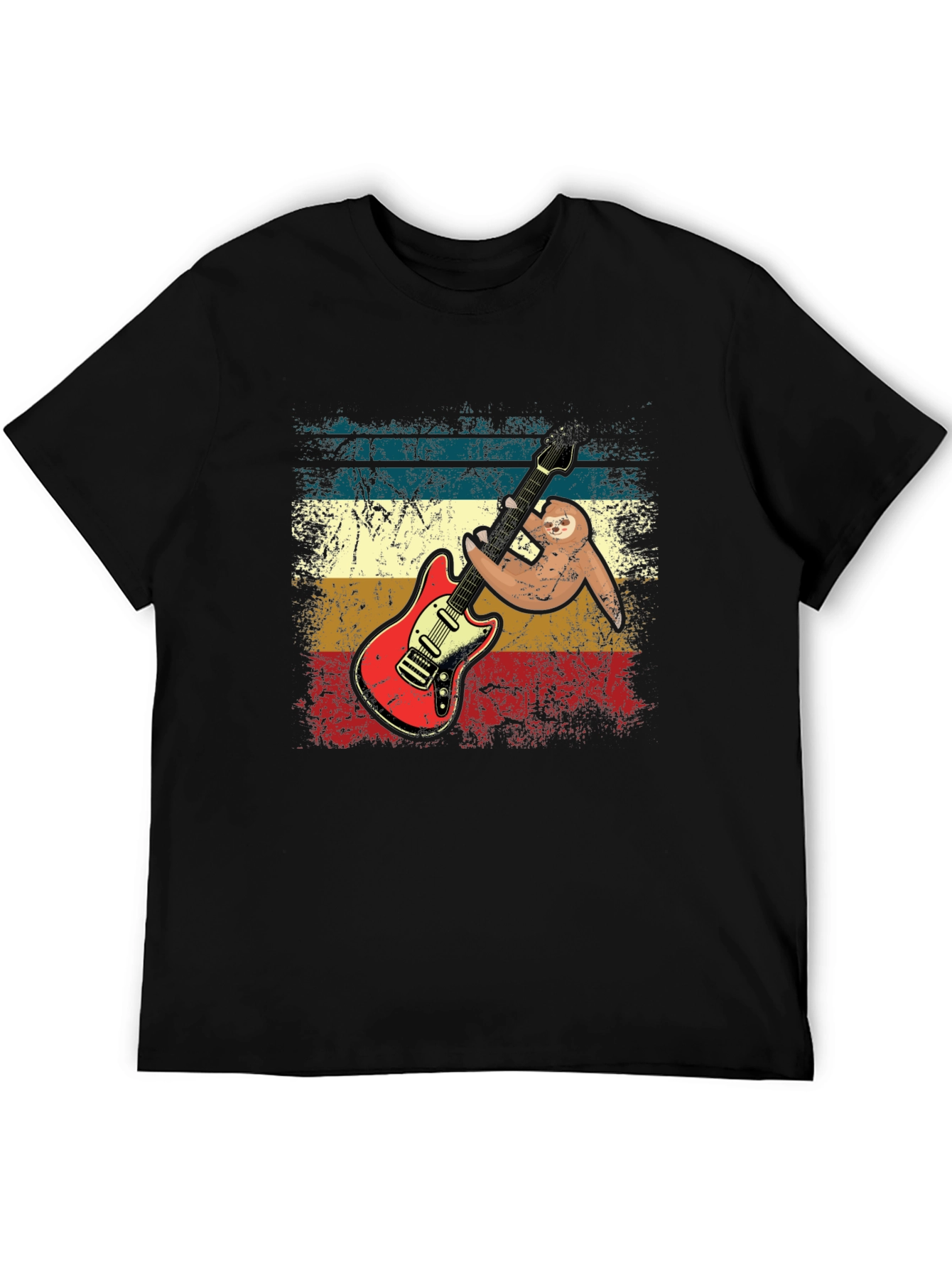 Sloth Guitar Player T-Shirt - Retro Style