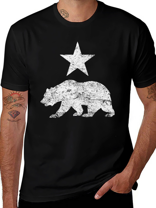 California Bear Flag T-Shirt - Distressed Graphic Tee