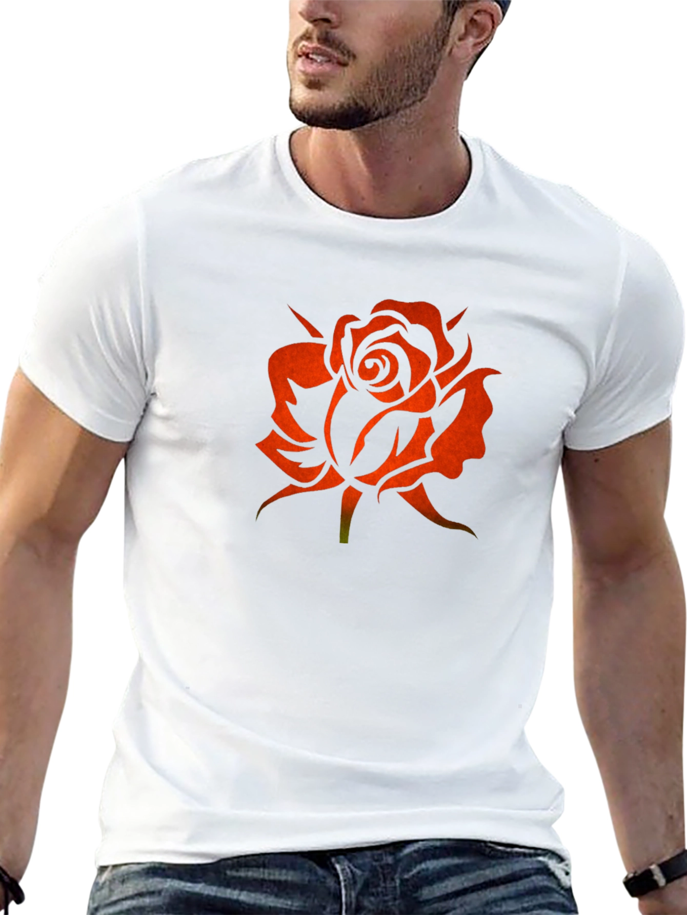 Rose Silhouette Graphic Black T-Shirt