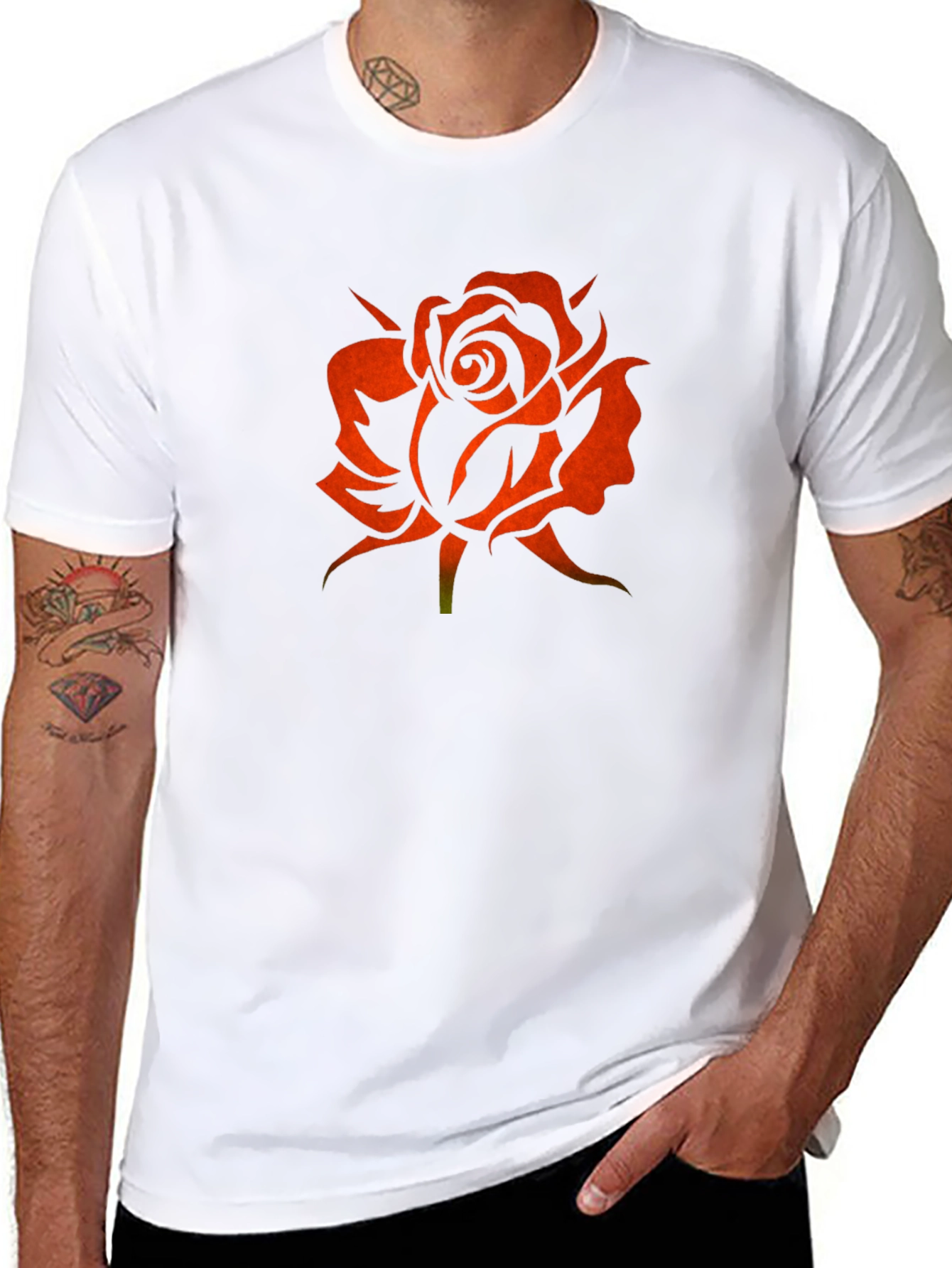 Rose Silhouette Graphic Black T-Shirt