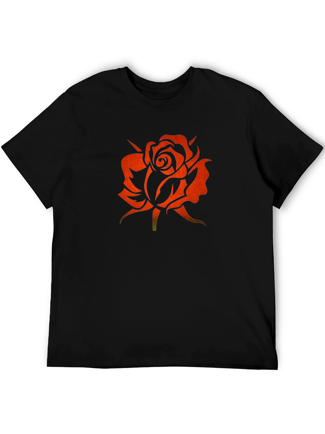Rose Silhouette Graphic Black T-Shirt