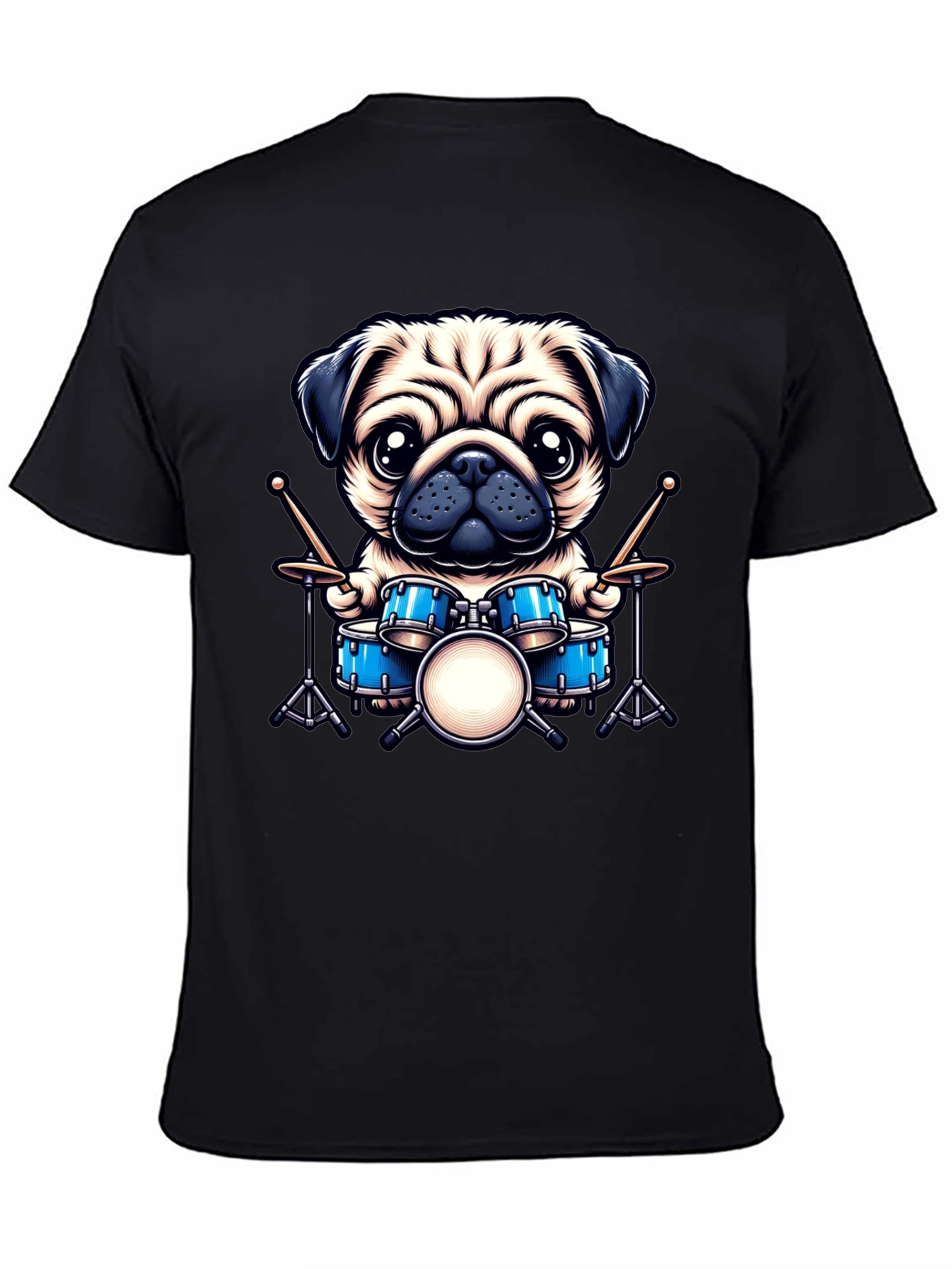 Pug Drummer Graphic Tee