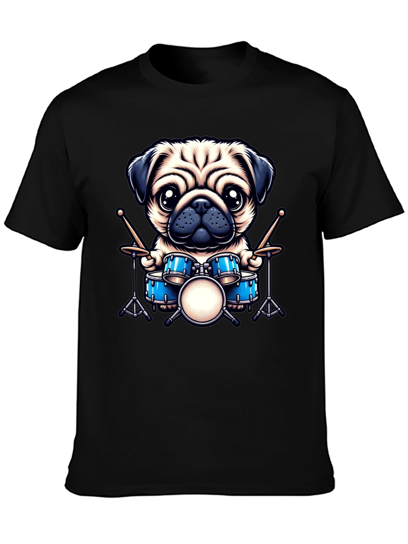 Pug Drummer Graphic Tee