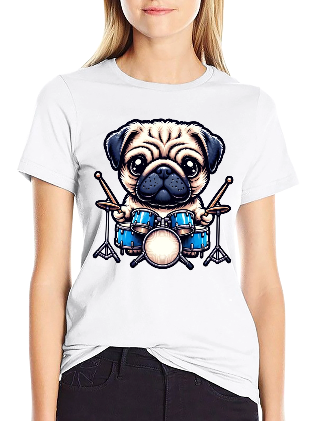Pug Drummer Graphic Tee
