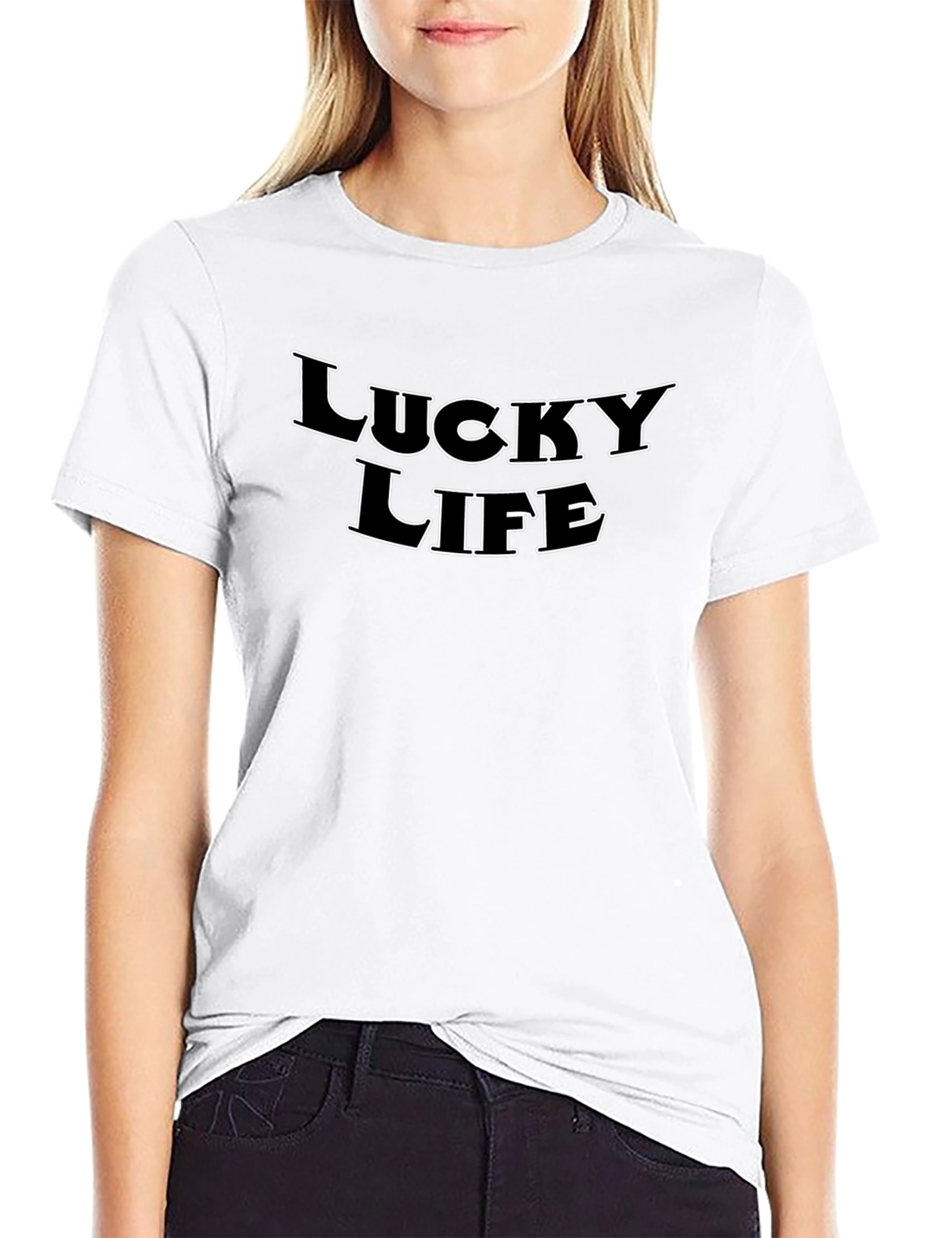 Lucky Life Black Graphic T-Shirt