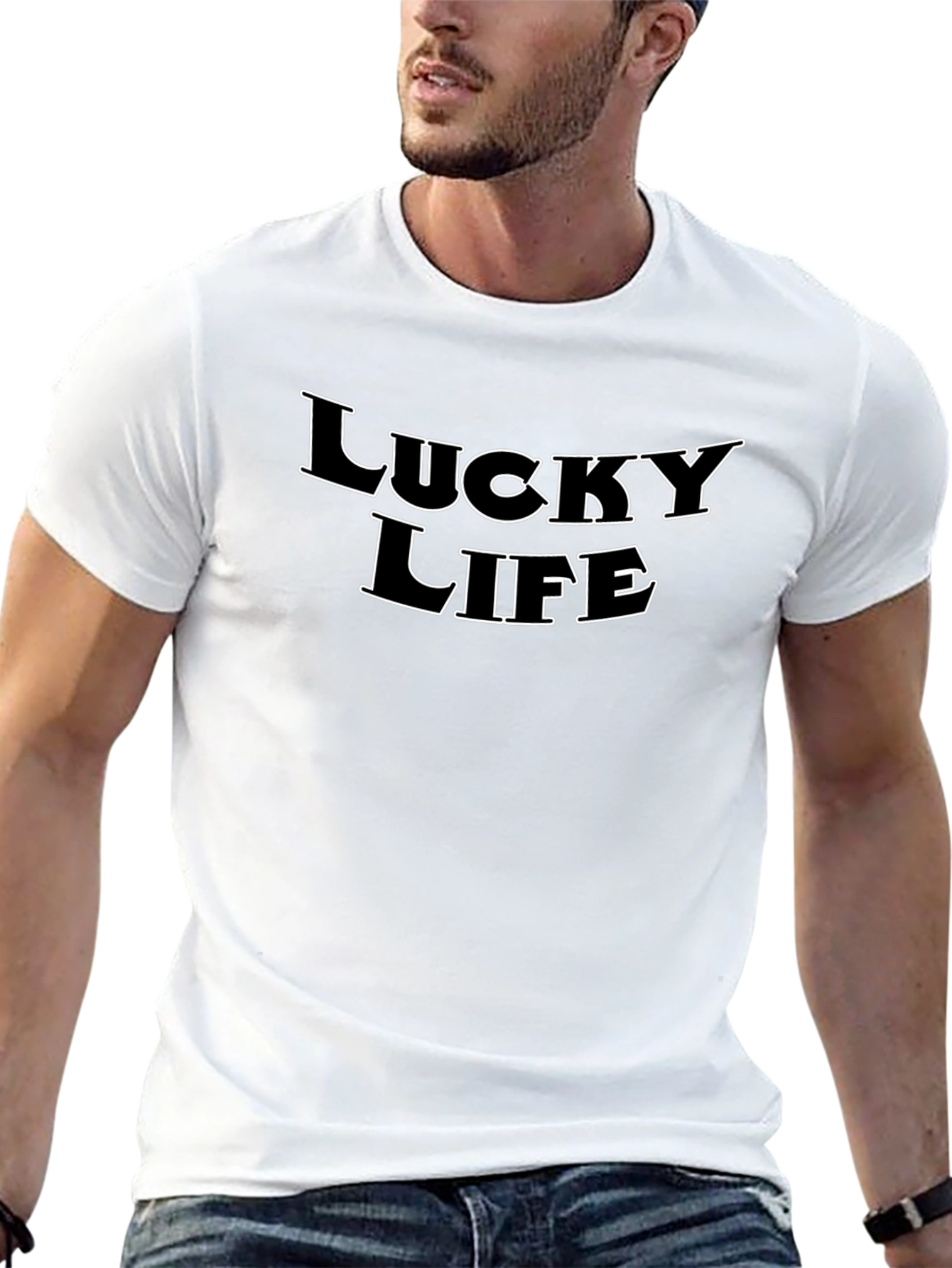 Lucky Life Black Graphic T-Shirt