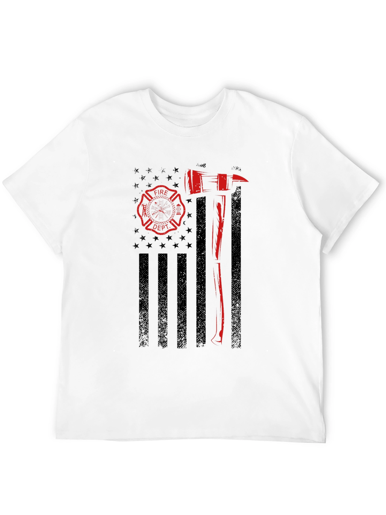 Firefighter Flag Graphic T-Shirt - Black