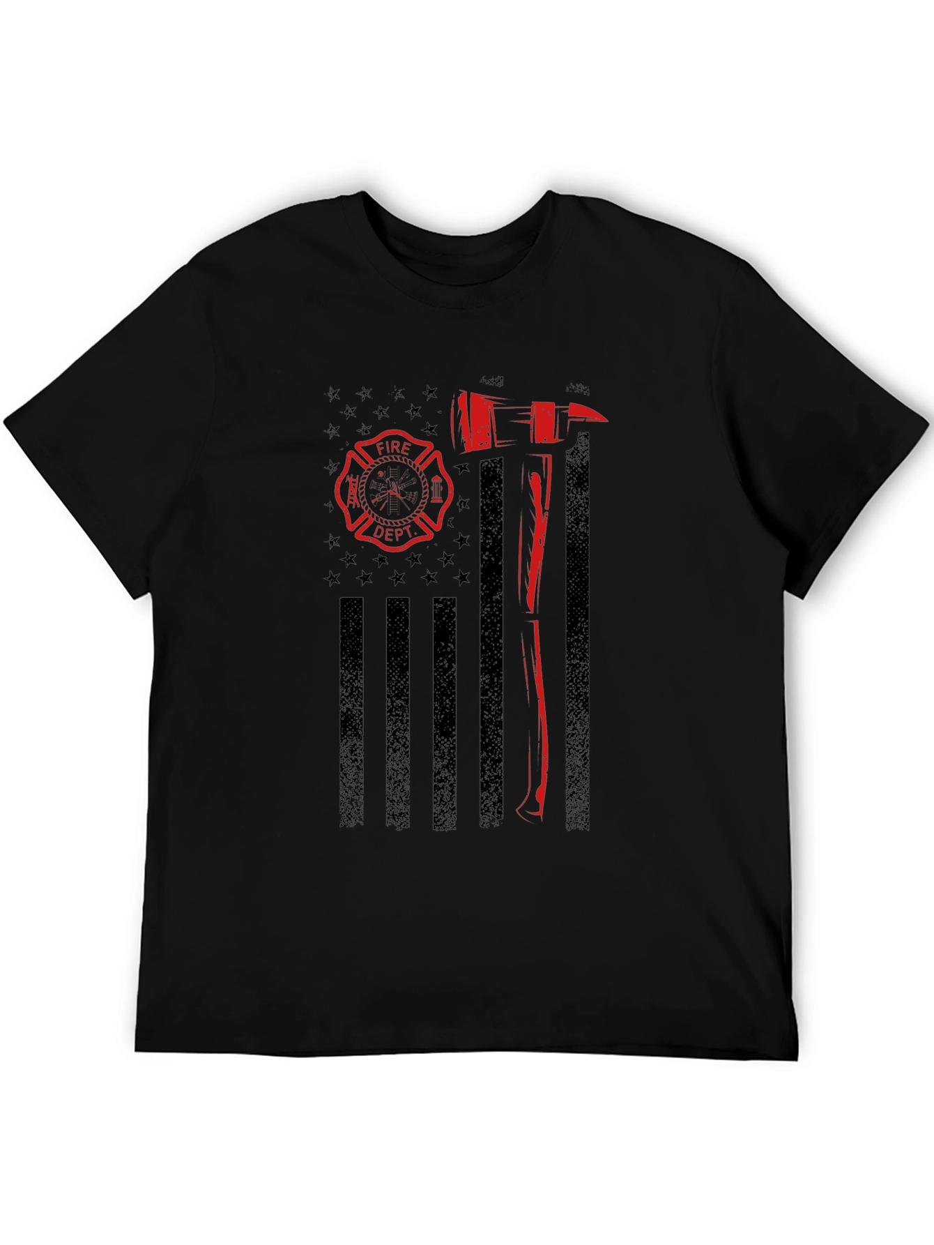 Firefighter Flag Graphic T-Shirt - Black