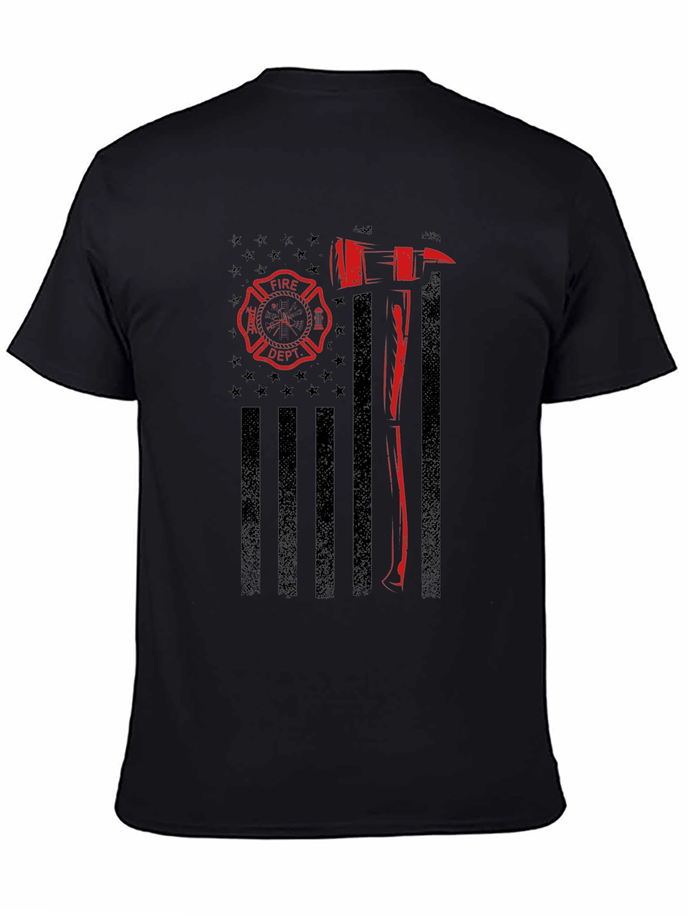 Firefighter Flag Graphic T-Shirt - Black