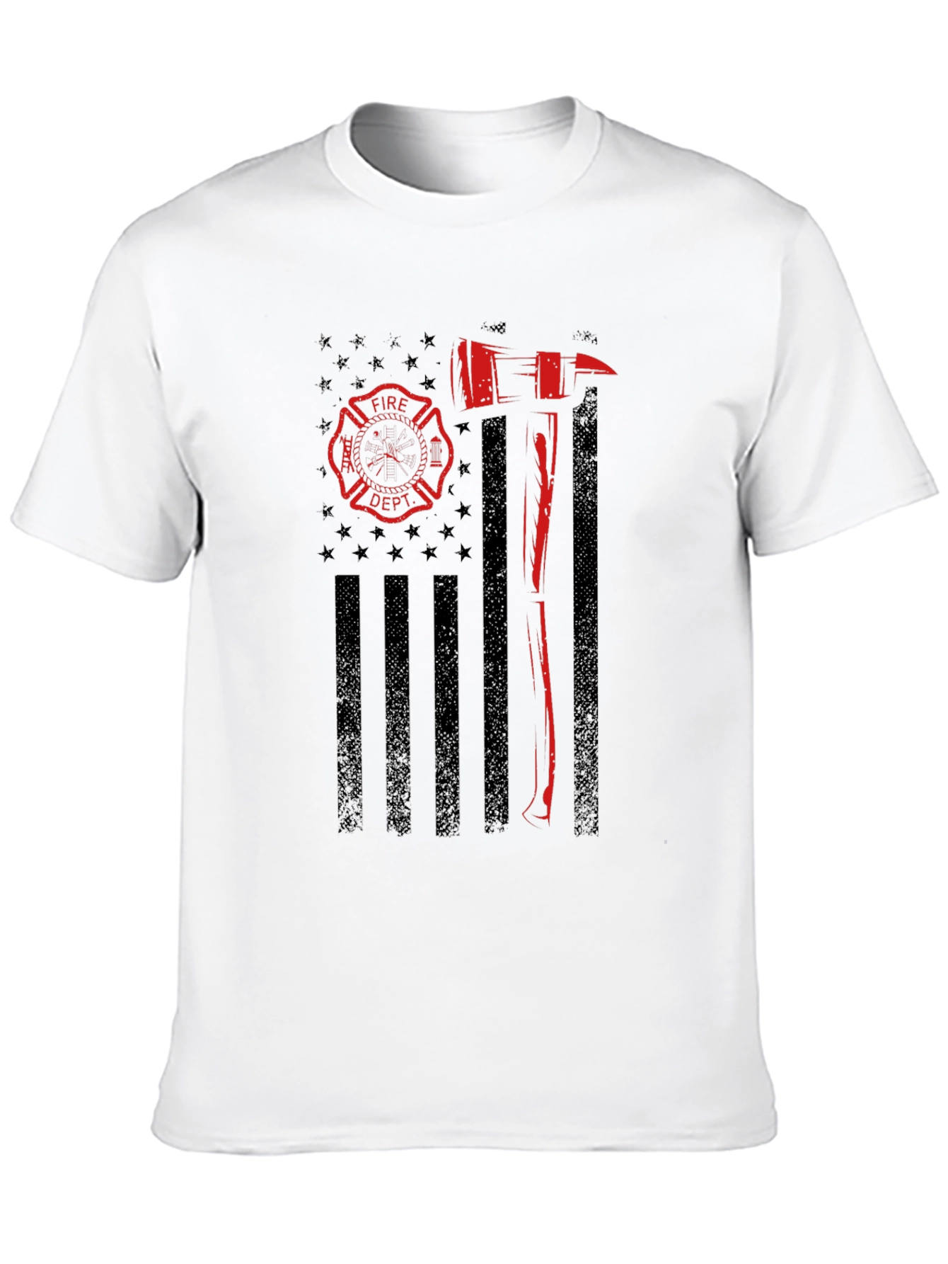 Firefighter Flag Graphic T-Shirt - Black