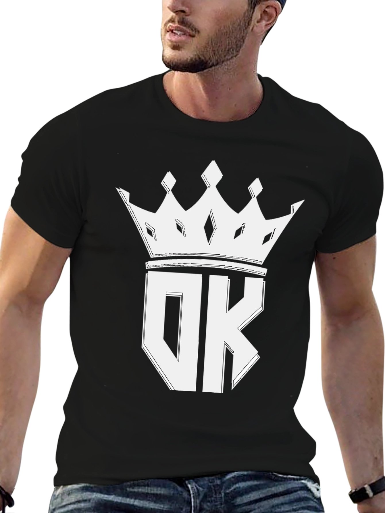 OK Crown Graphic Tee - Stylish Black T-Shirt