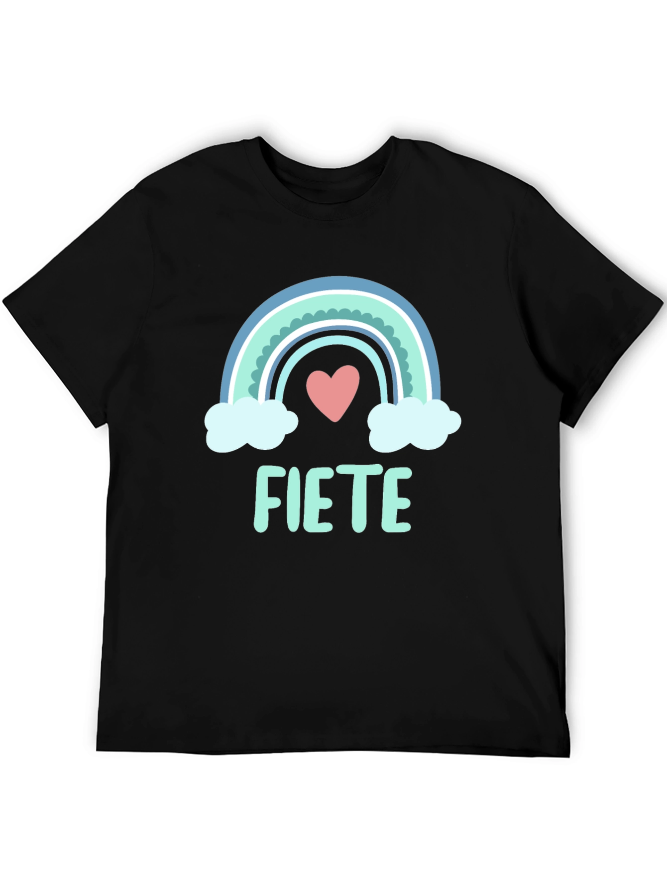 FIETE Rainbow Heart Graphic Black T-Shirt