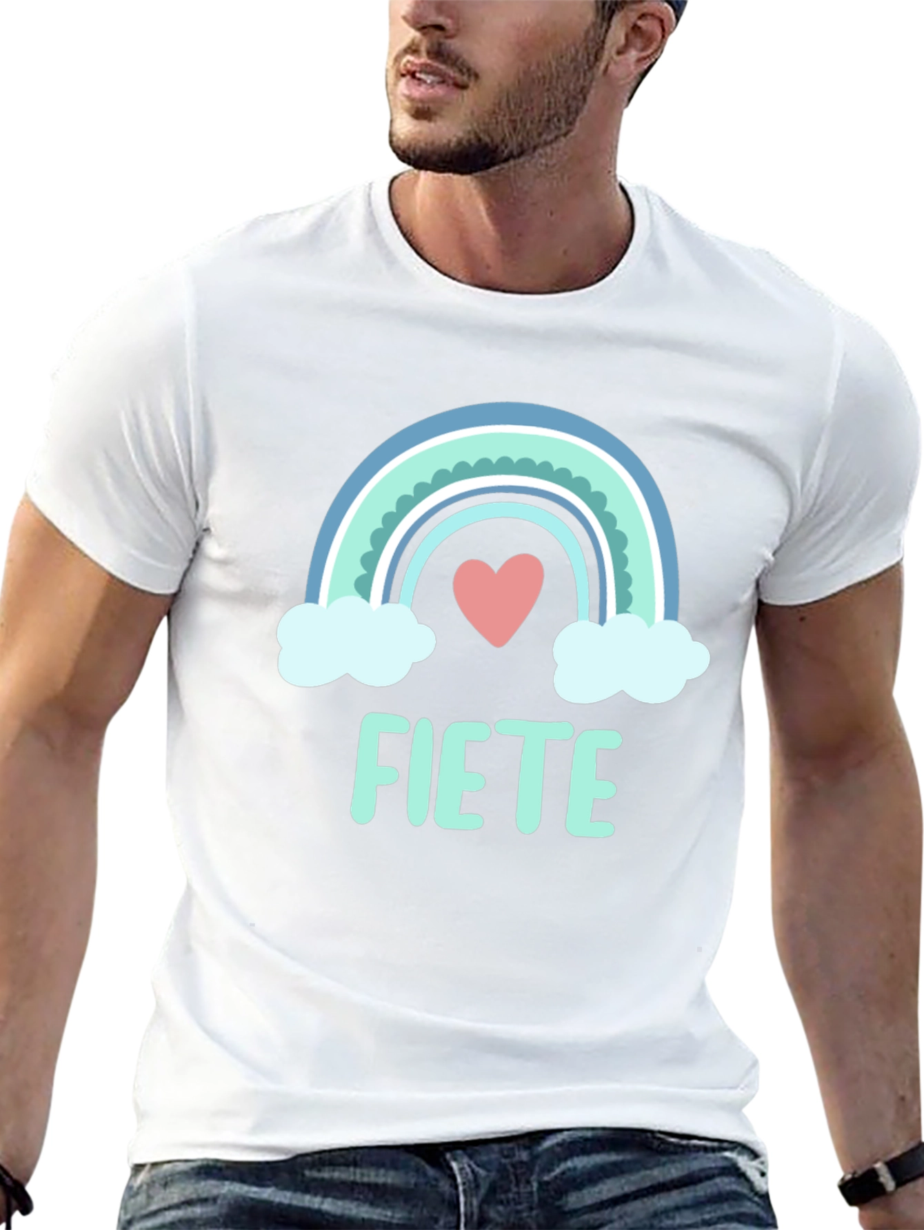 FIETE Rainbow Heart Graphic Black T-Shirt