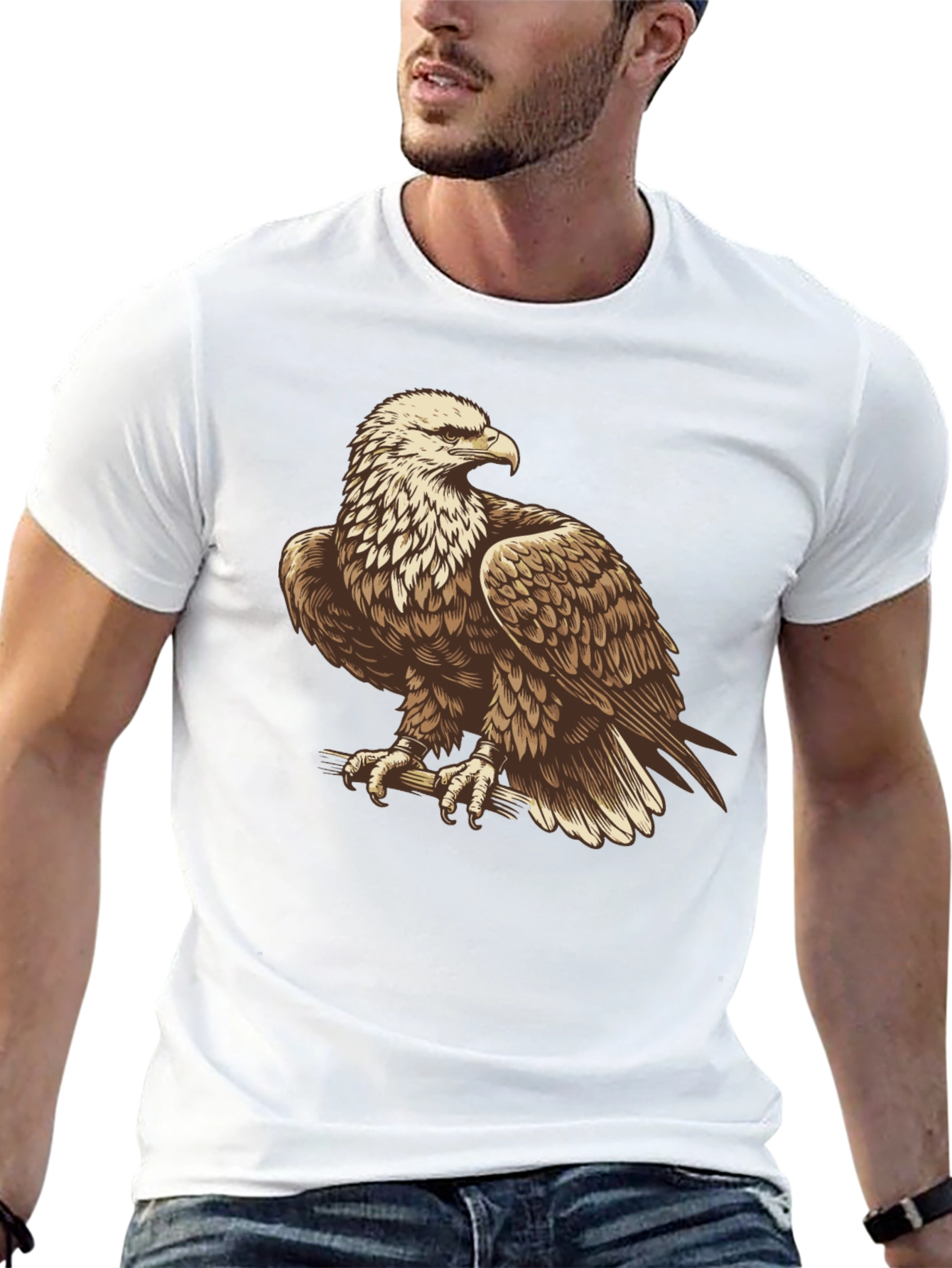Eagle Graphic Print Black T-Shirt
