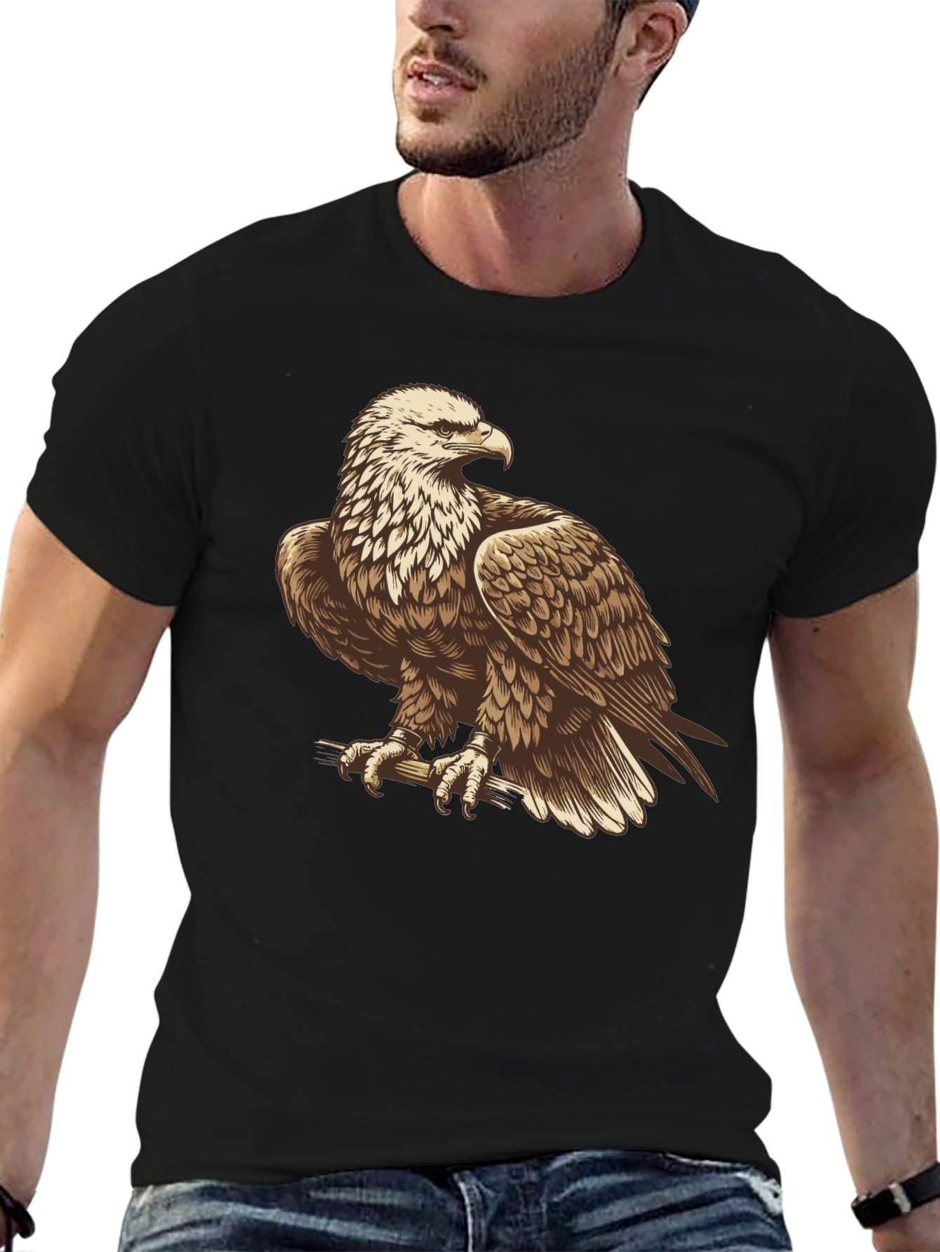 Eagle Graphic Print Black T-Shirt