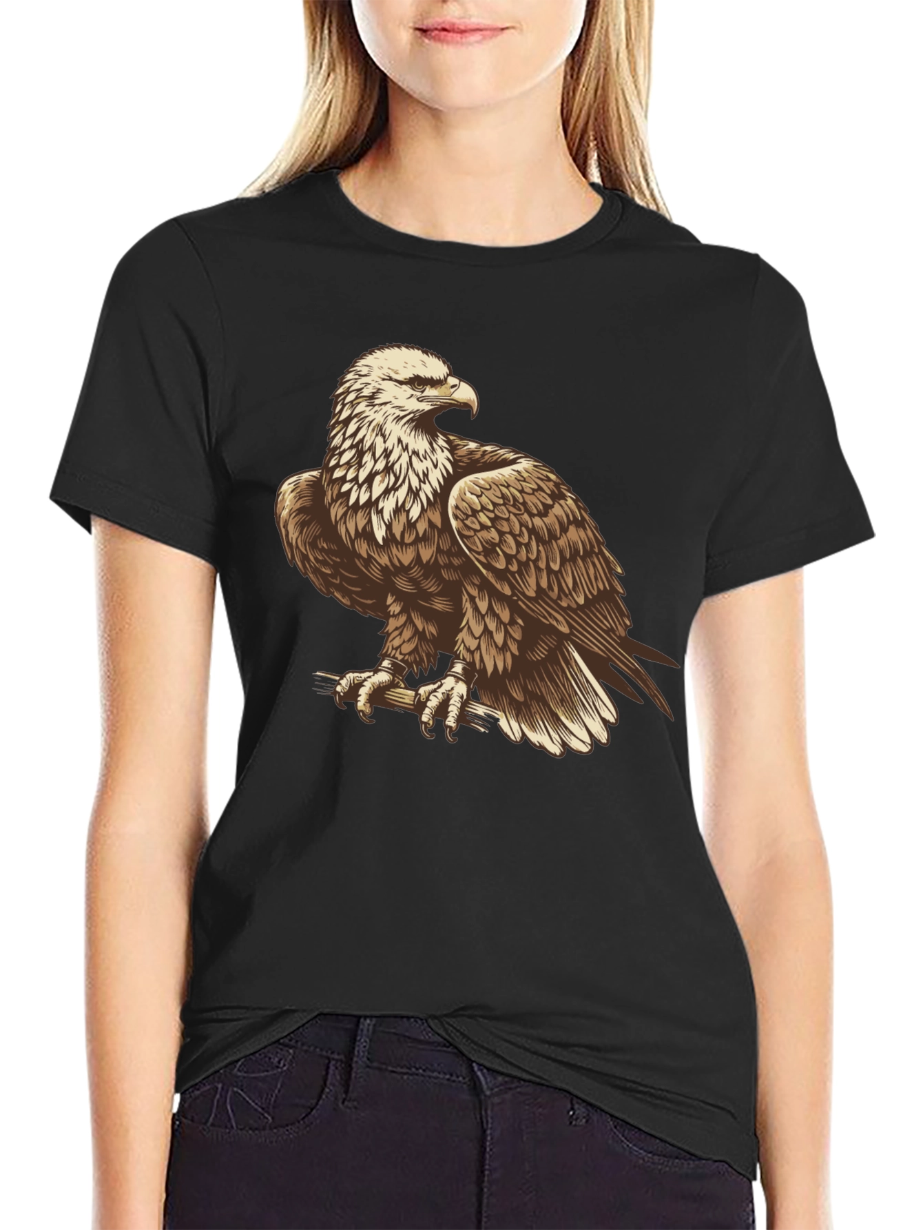 Eagle Graphic Print Black T-Shirt